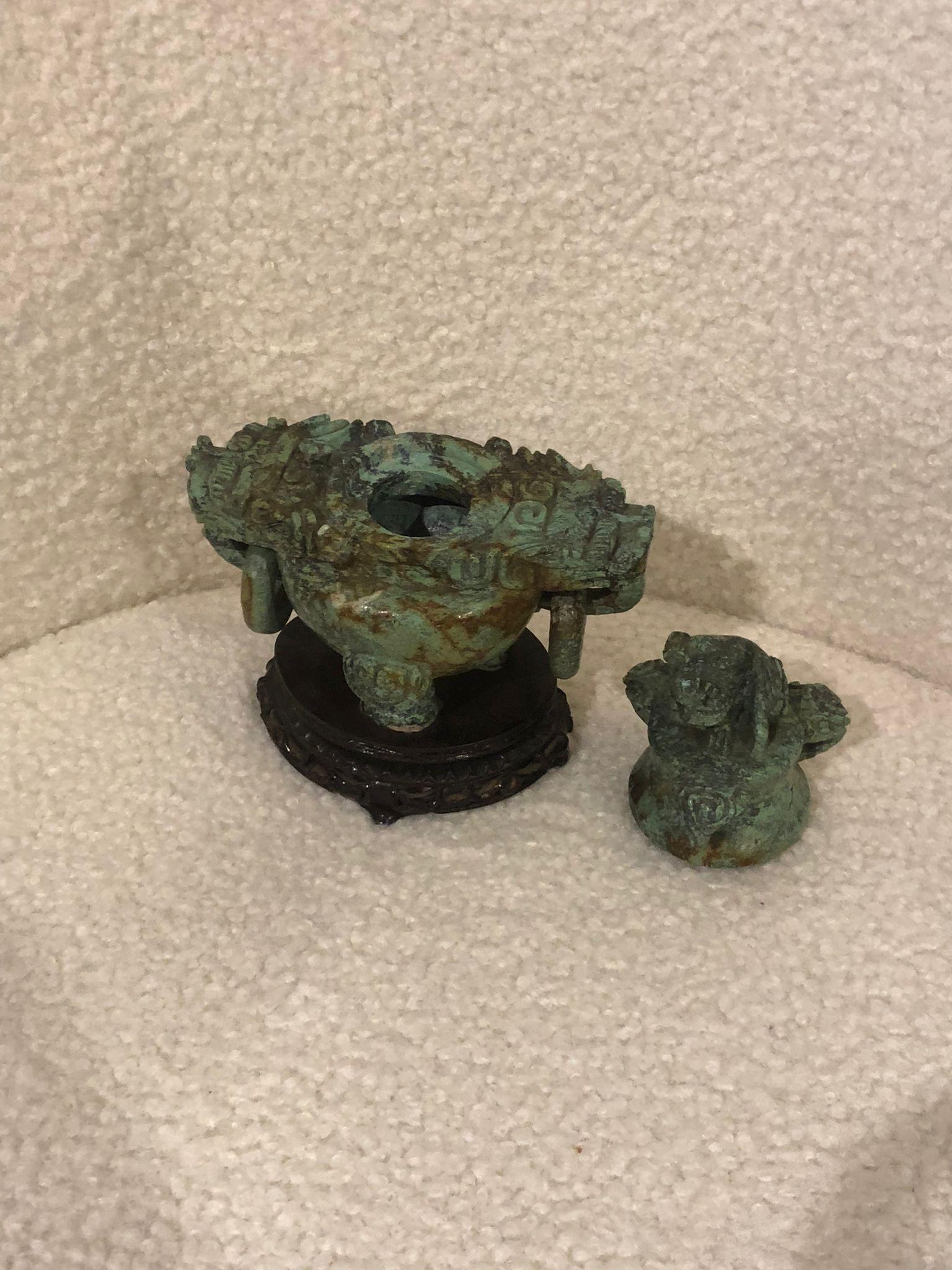 20th Century, Small Mayan Art Style Turquoise Censer, Colombia 1960 For Sale 1