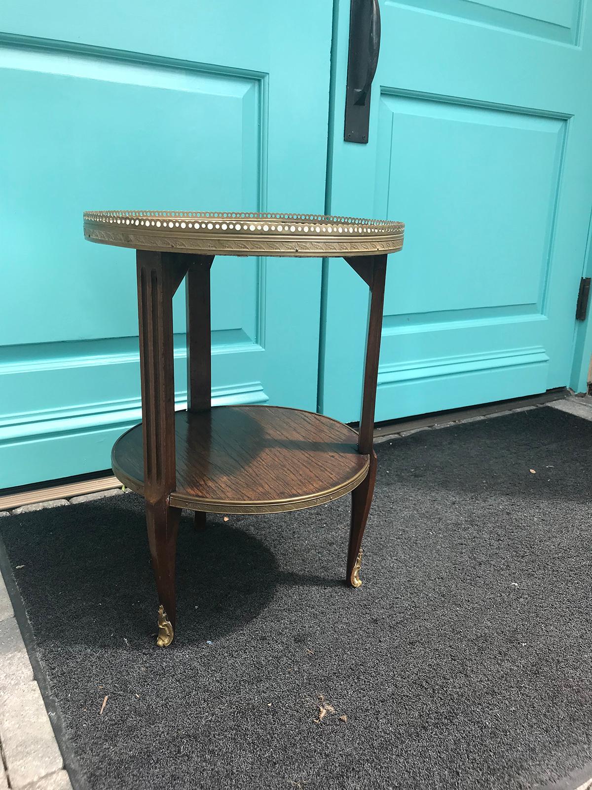 20th Century Small Round Marble Side Table with Bronze Gallery 2