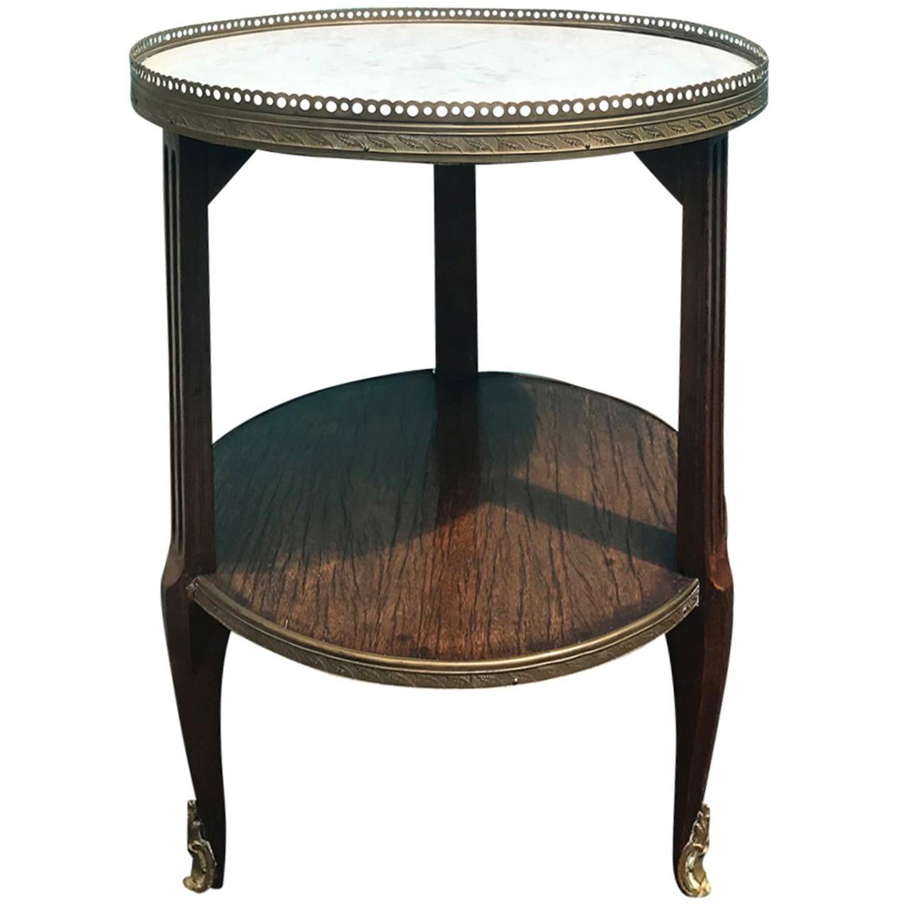 20th Century Small Round Marble Side Table with Bronze Gallery