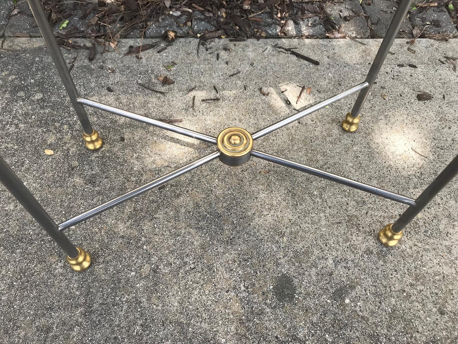 20th Century Small Steel and Brass Tray Side Table 7