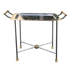 20th Century Small Steel and Brass Tray Side Table