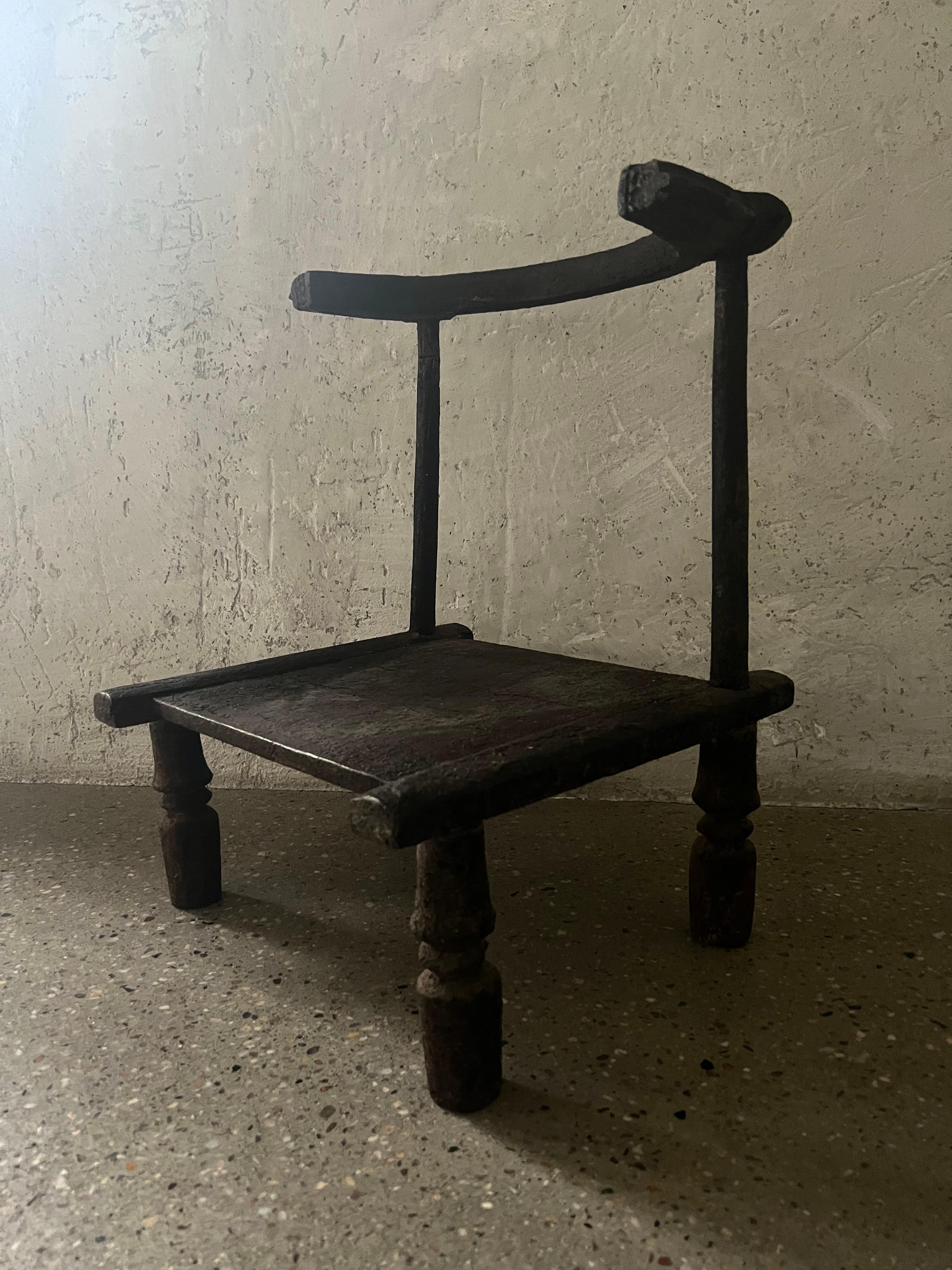 Hand-Crafted 20th Century Small Weathered African Chair  For Sale