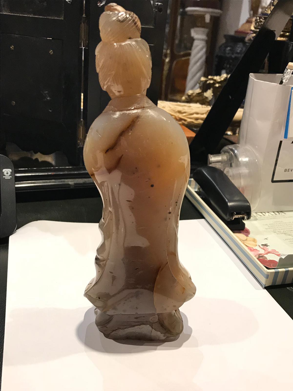Chinese 20th Century Smoky Agate Figurine of an Asian Woman For Sale