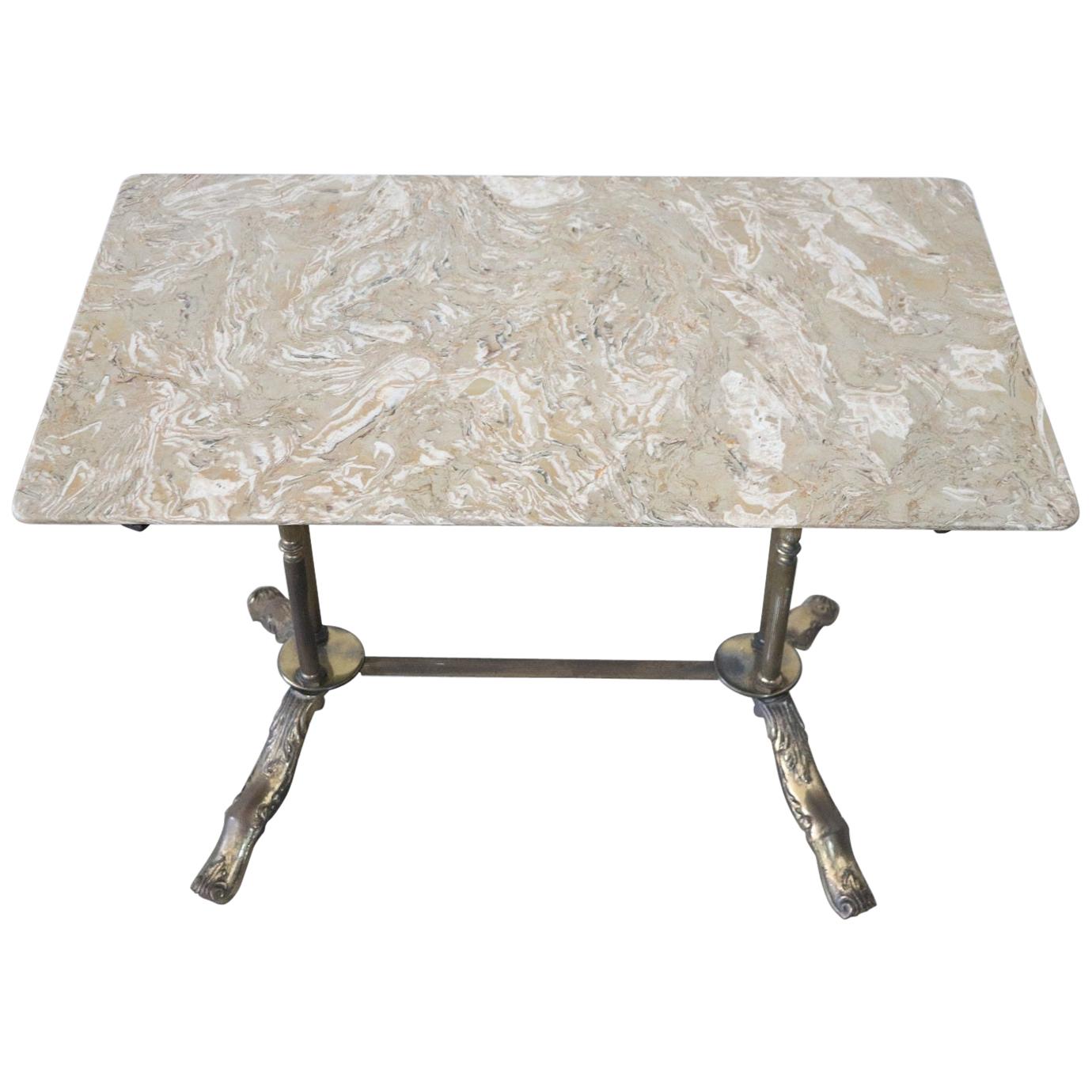 20th Century Sofa Table in Gilded Bronze with Marble Top