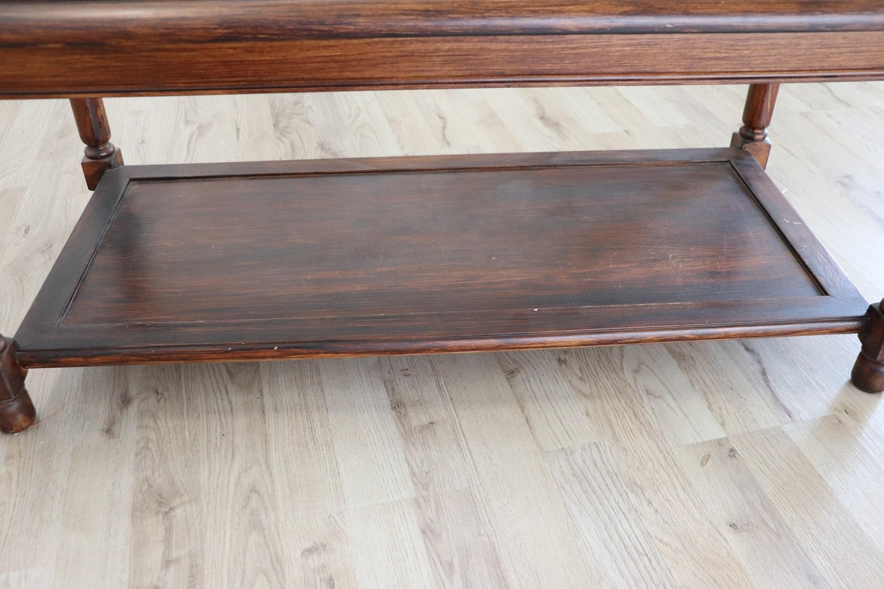 Mid-20th Century 20th Century Sofa Table in Poplar Wood with Glass Top