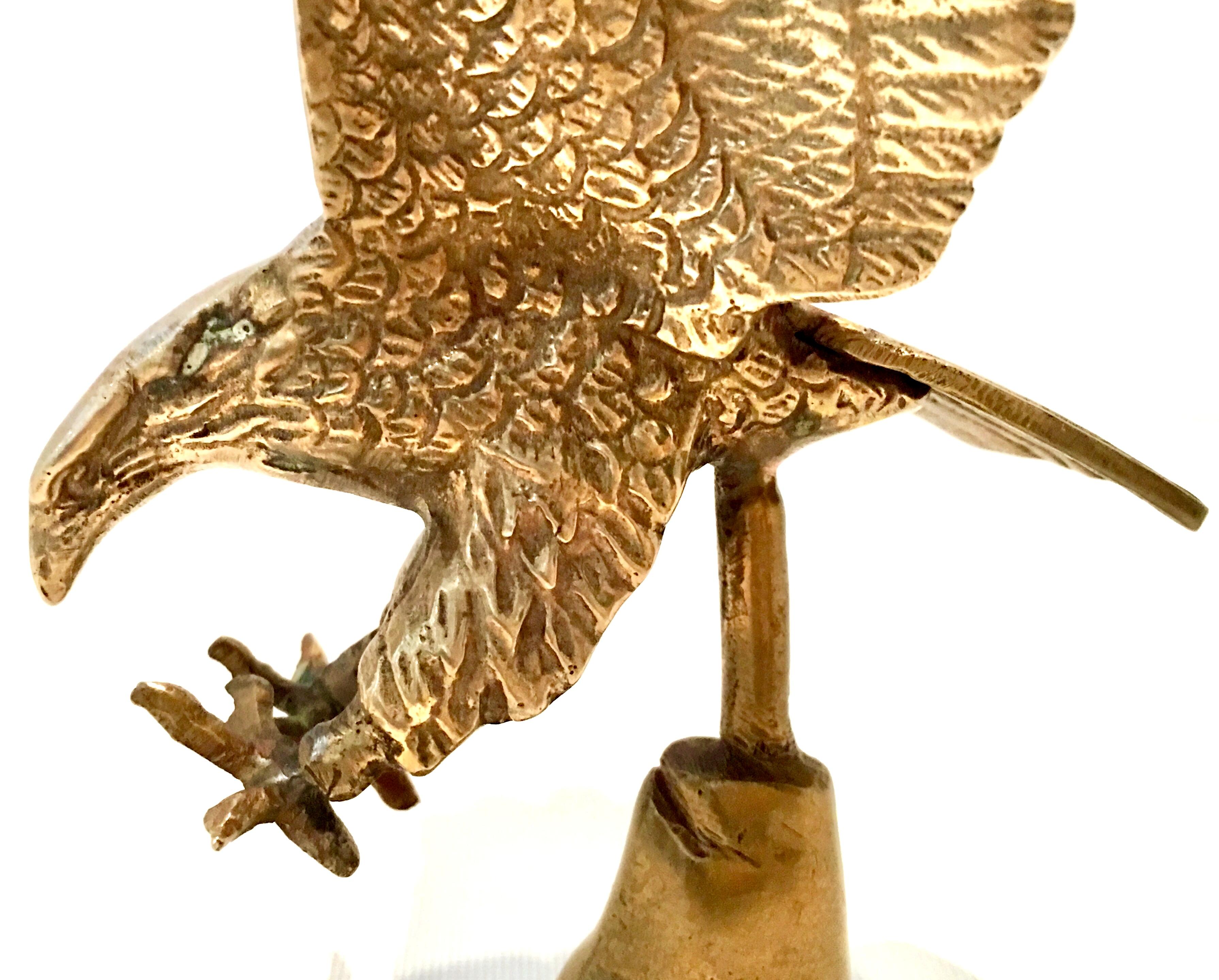 20th Century Solid Brass Eagle Sculpture In Good Condition In West Palm Beach, FL