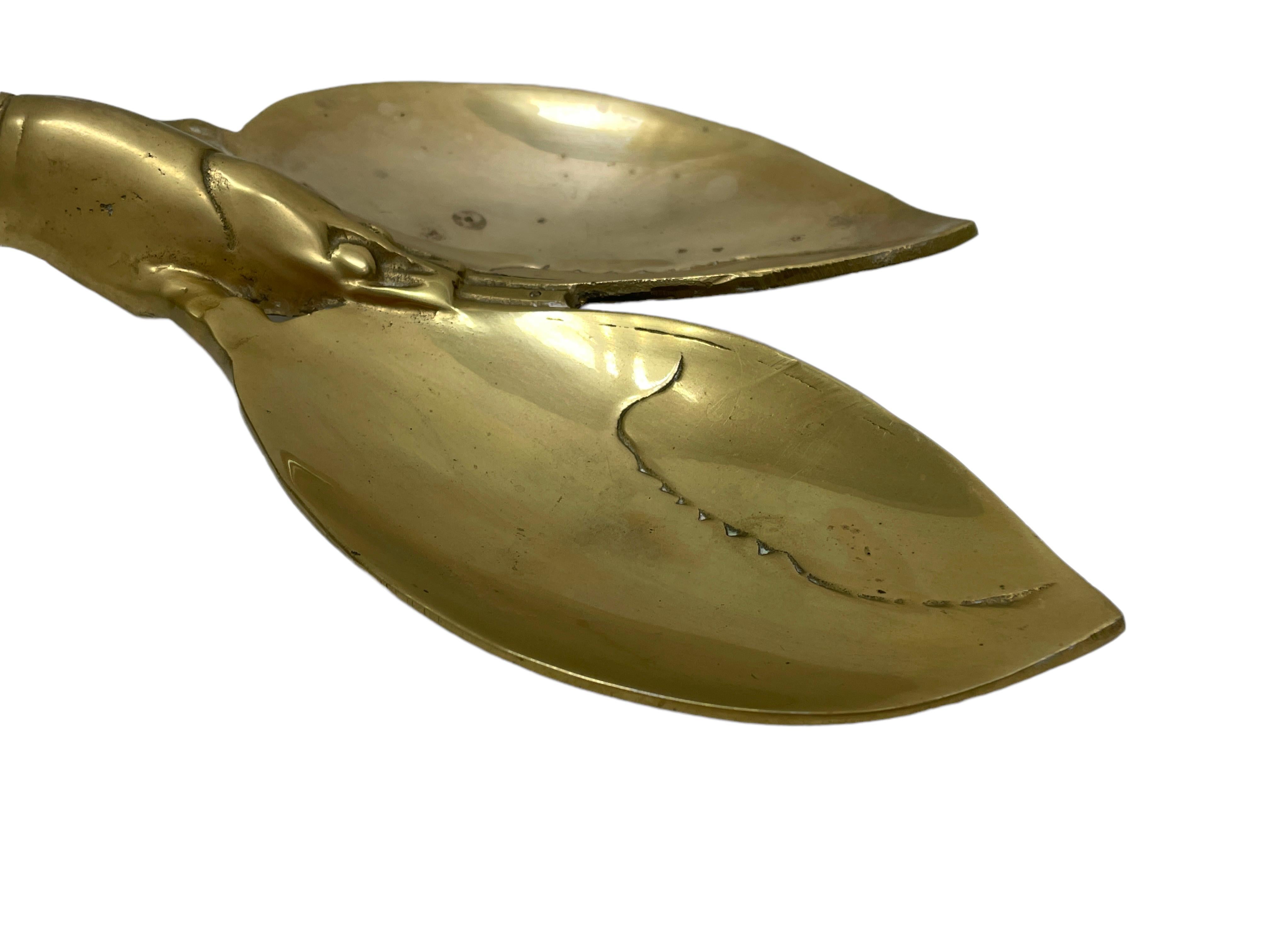 Mid-Century Modern 20th Century Solid Brass Lobster Tray Bowl Catchall, vintage  For Sale