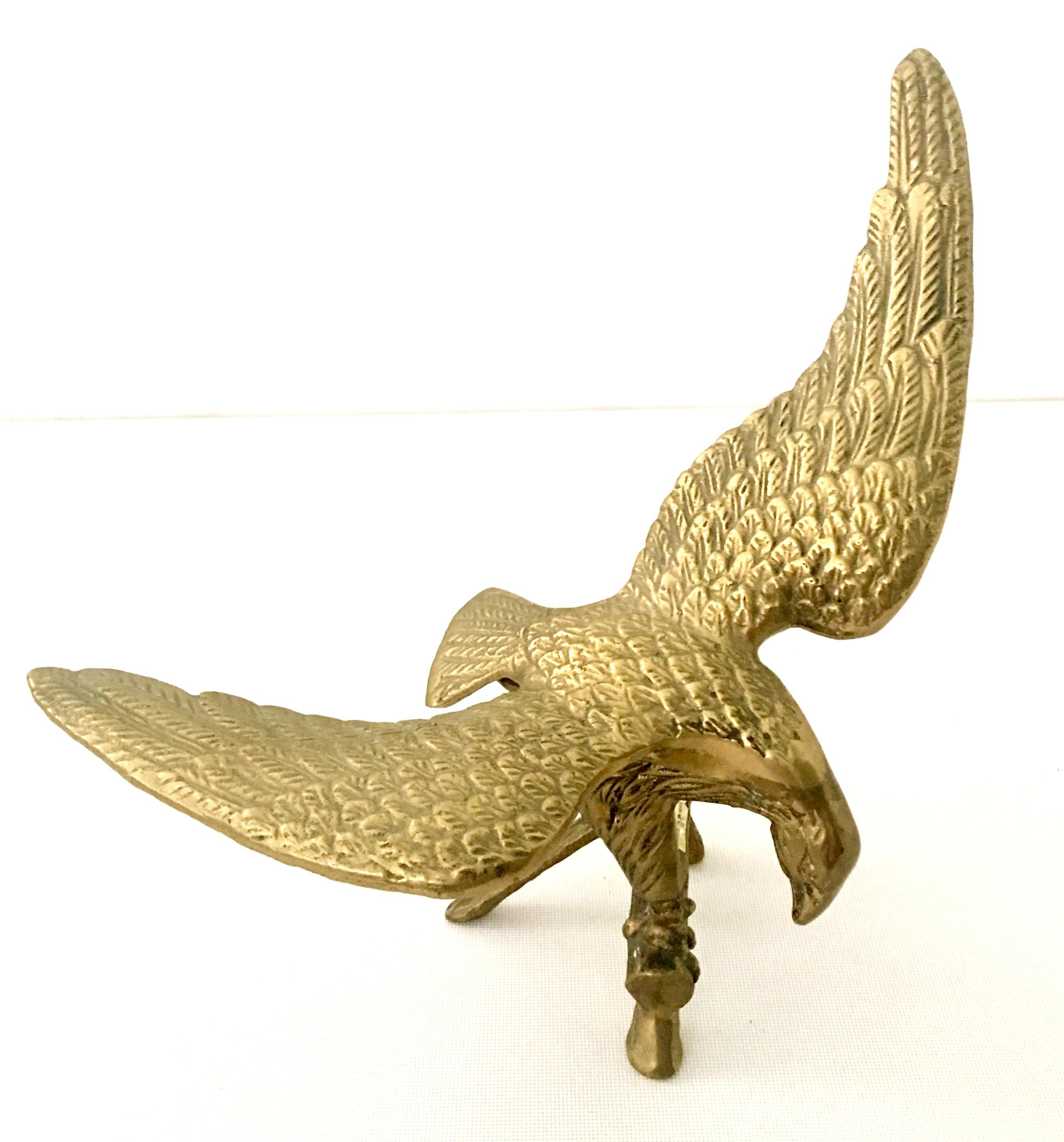 Asian 20th Century Solid Brass Perched Eagle Sculpture For Sale