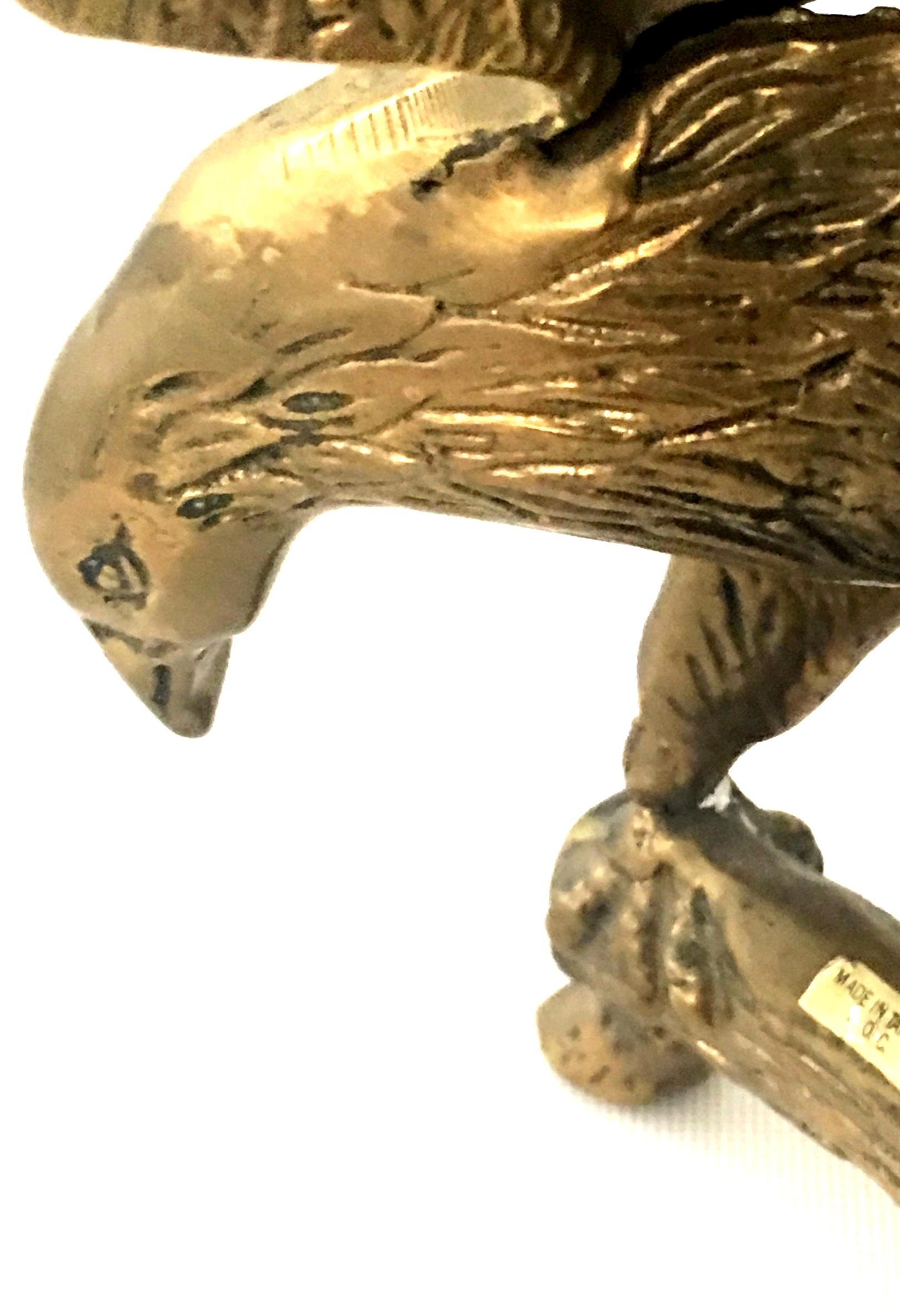 20th Century Solid Brass Perched Eagle Sculpture For Sale 5