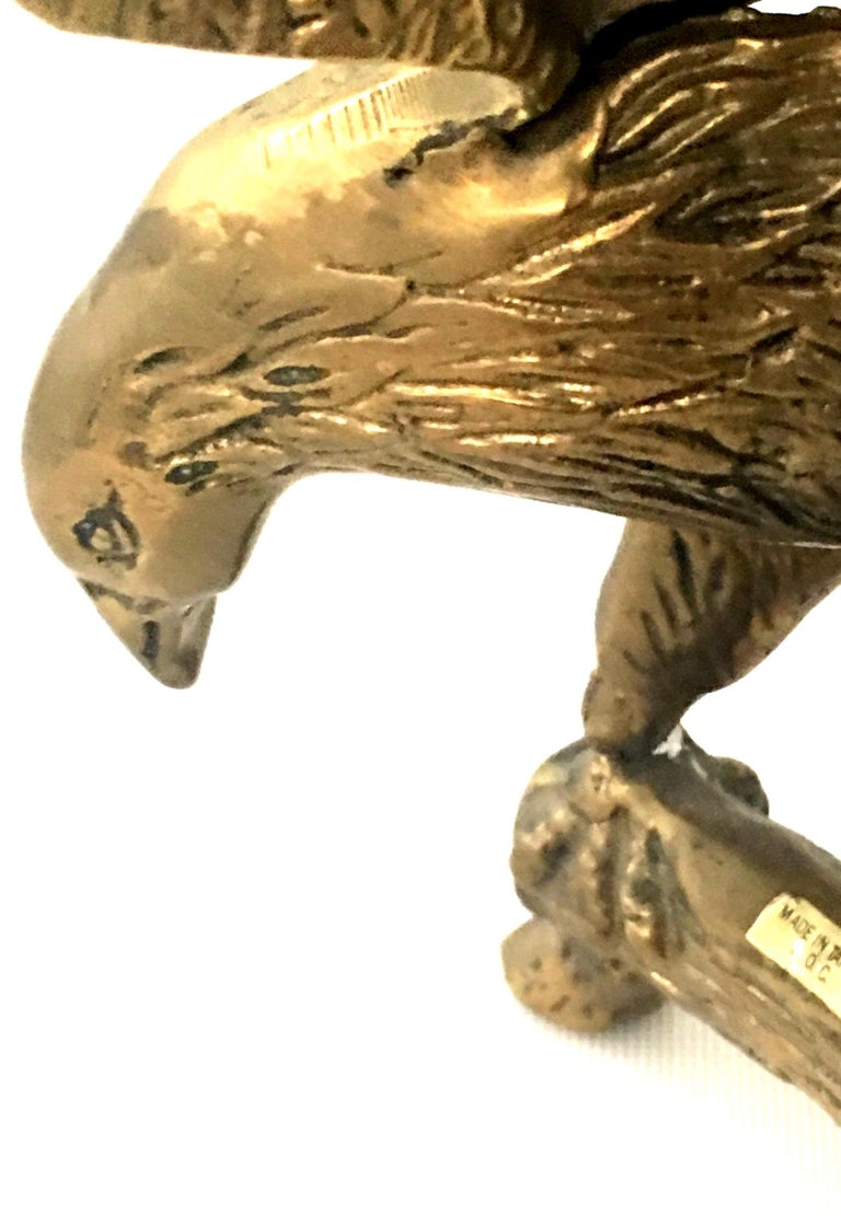 20th Century Solid Brass Perched Eagle Sculpture For Sale at 1stDibs