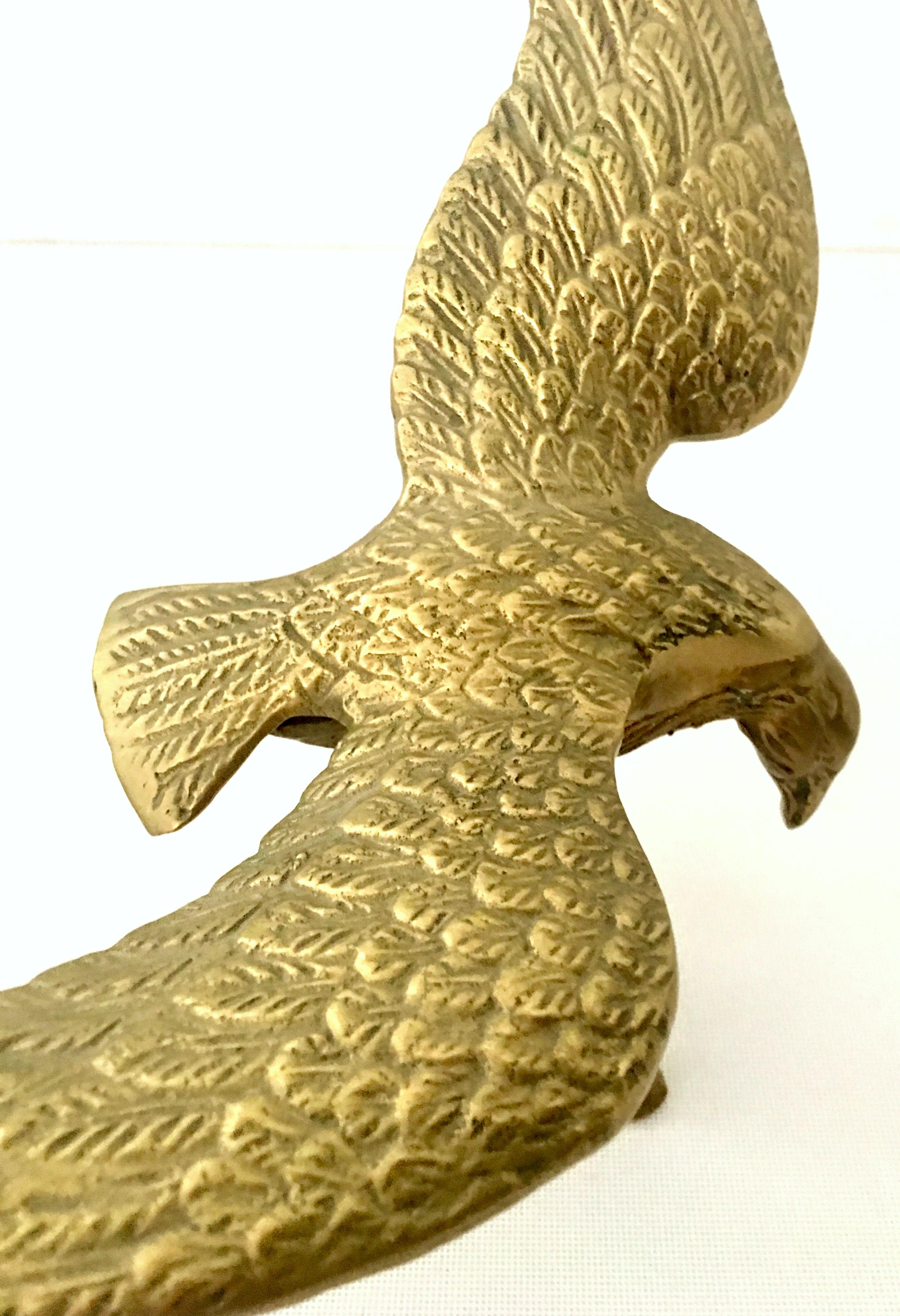 20th Century Solid Brass Perched Eagle Sculpture For Sale 2