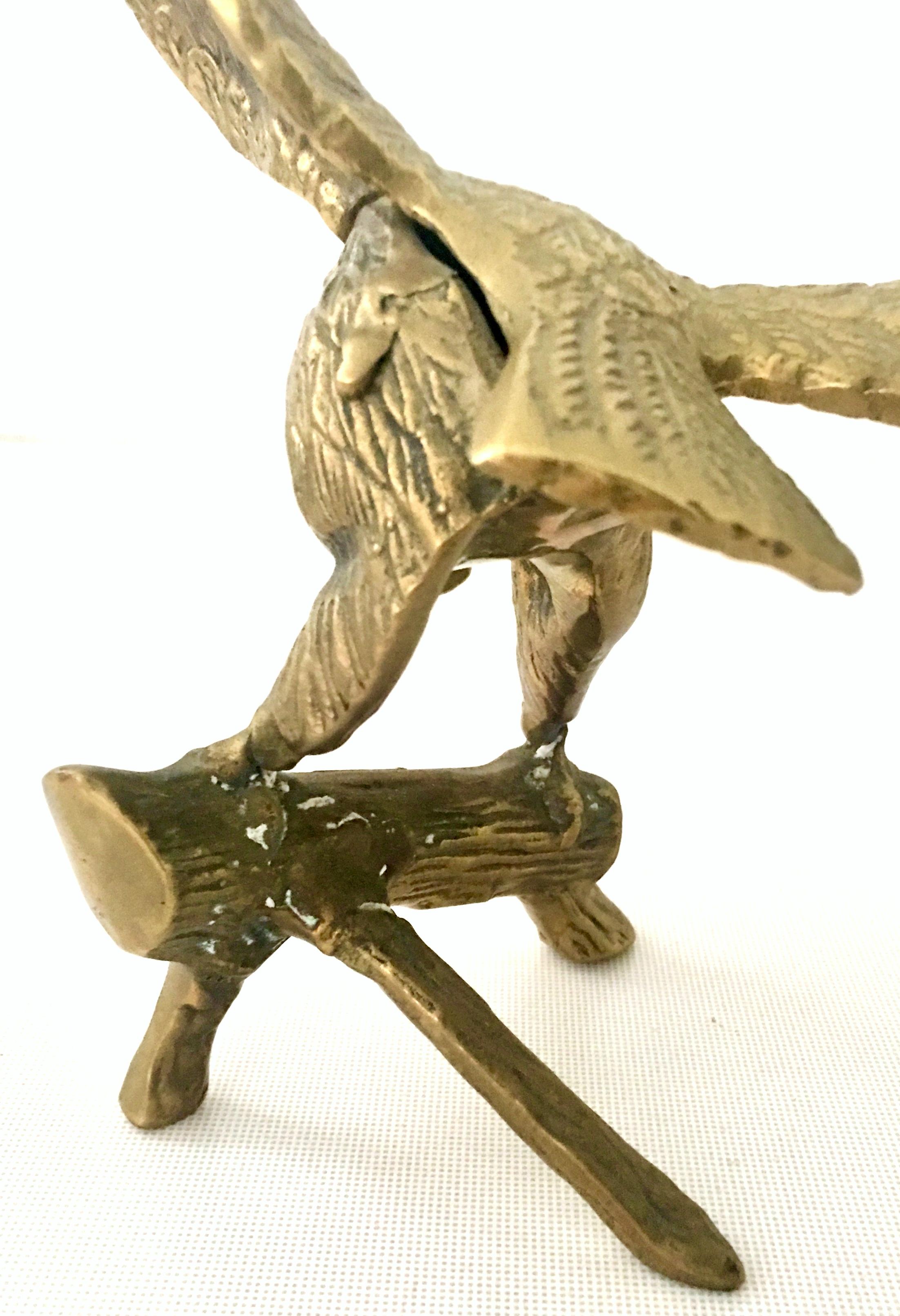 20th Century Solid Brass Perched Eagle Sculpture For Sale 3