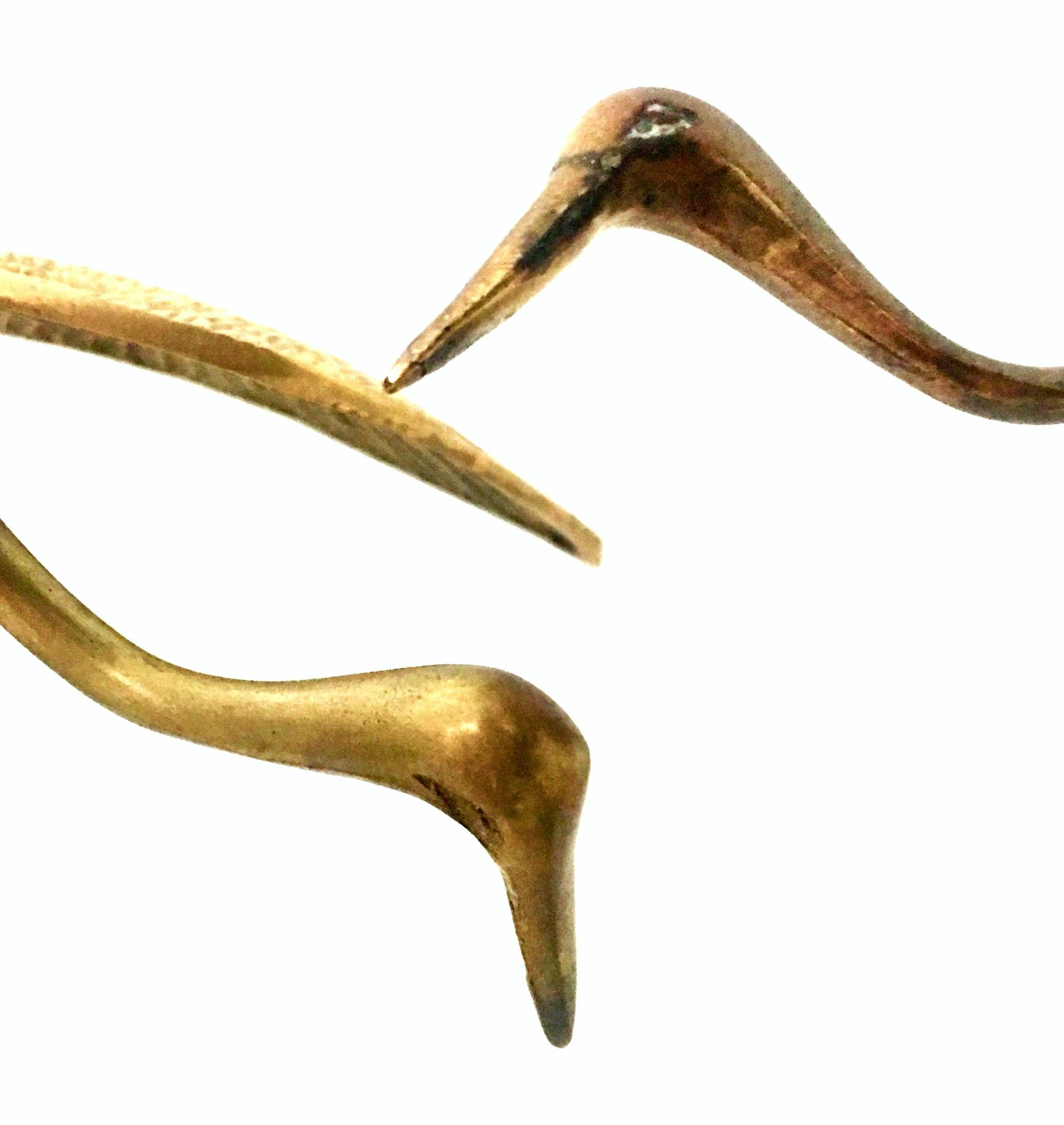 20th Century Solid Brass Set of Three Crane Birds For Sale 8