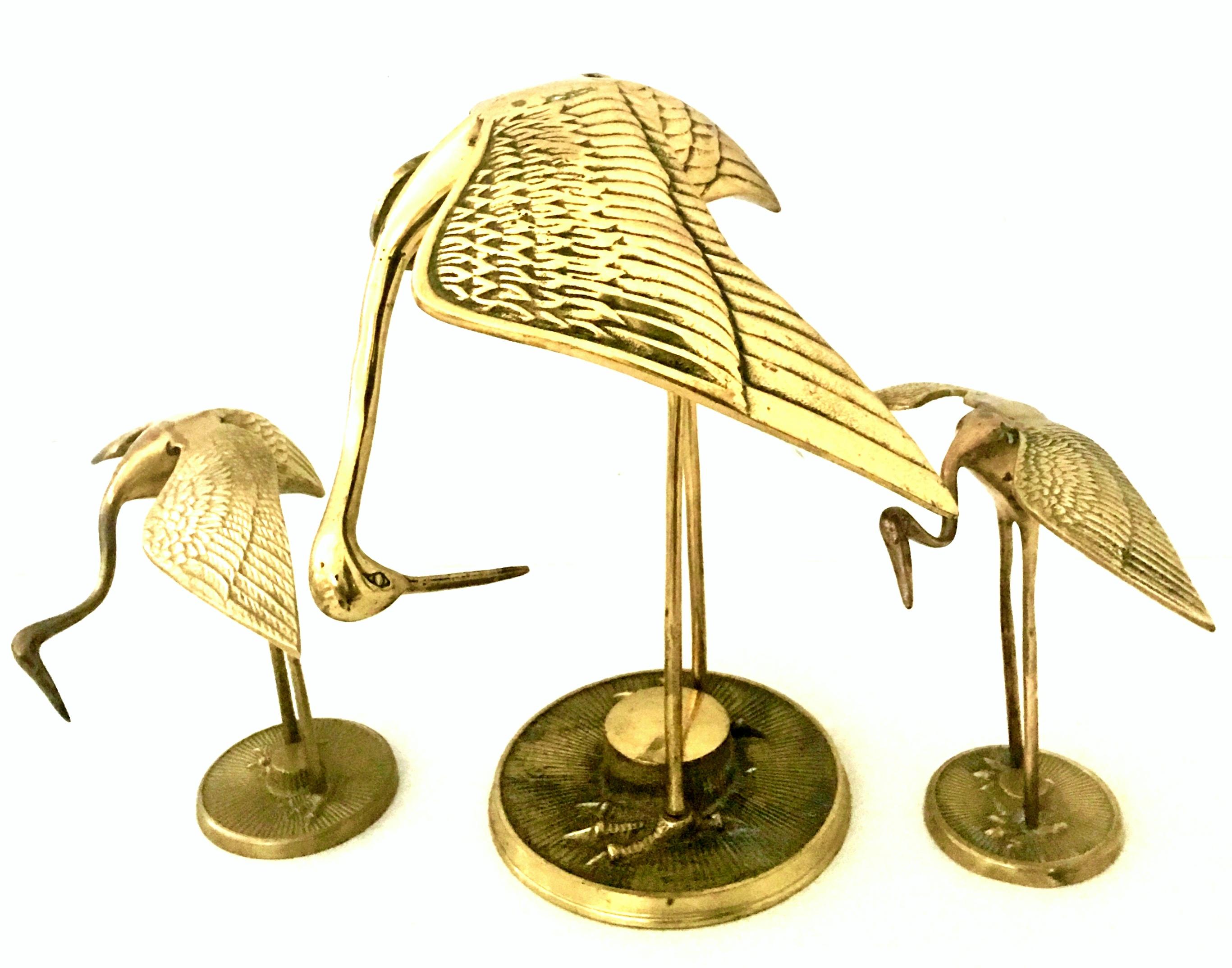 20th Century solid brass set of three crane birds of variable heights.
Dimensions:
Large 12