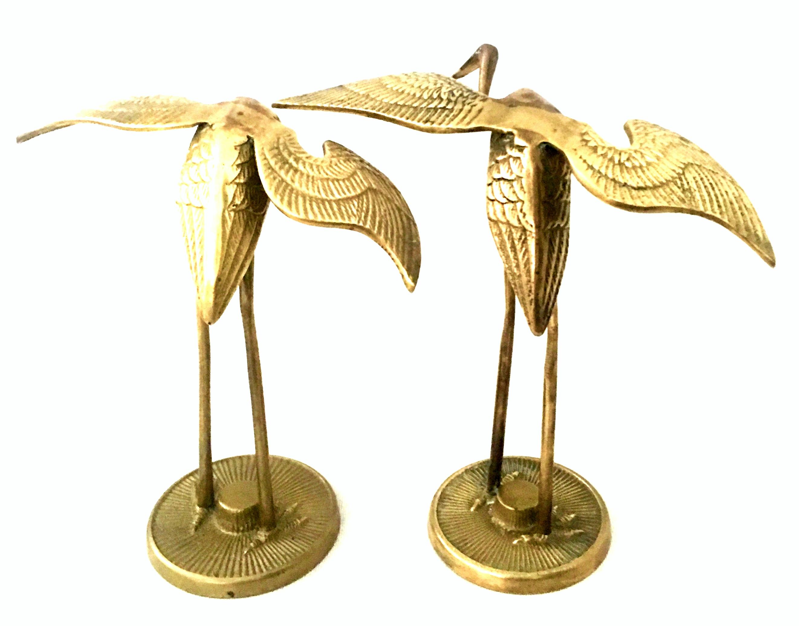 20th Century Solid Brass Set of Three Crane Birds For Sale 1
