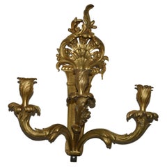 20th Century Solid Cast Brass Louis XV Style Sconce