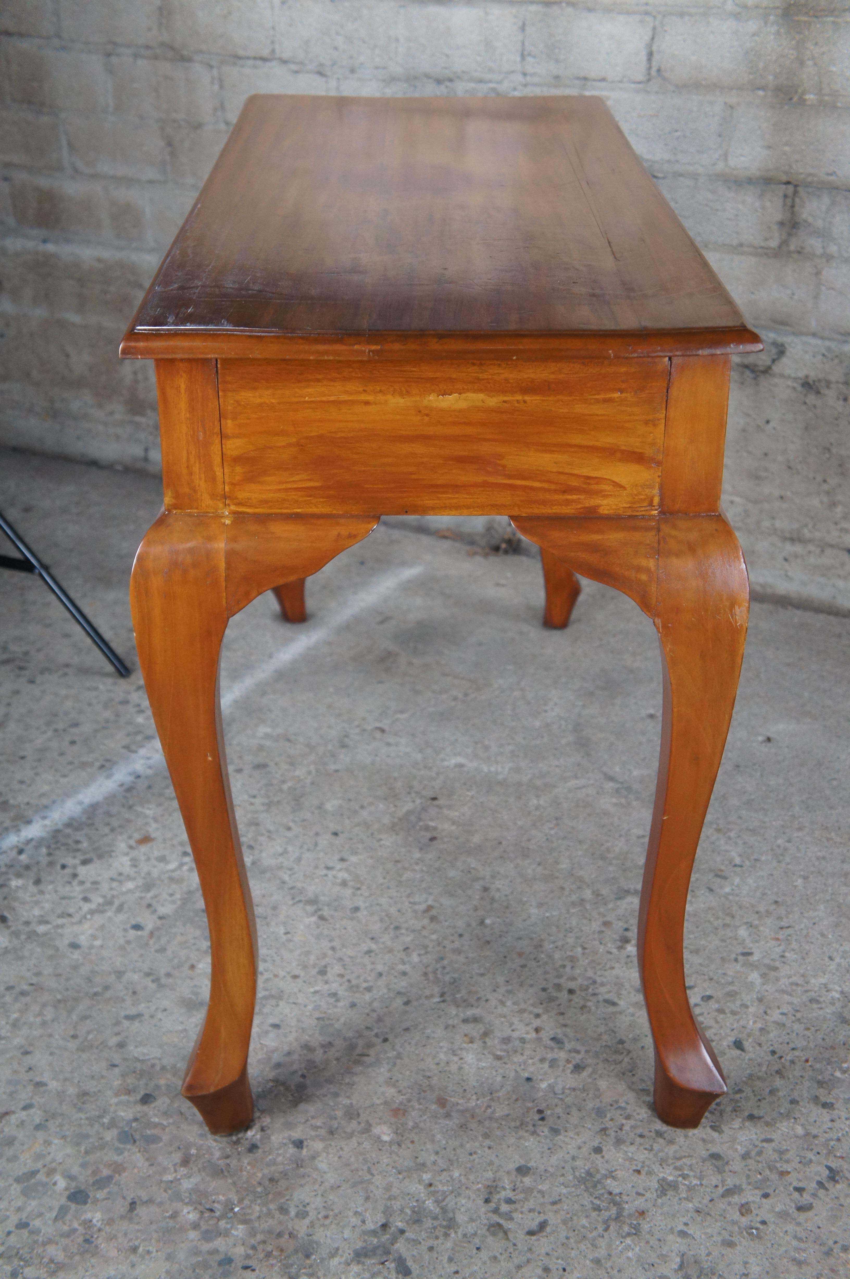 20th Century Solid Mahogany Queen Anne Style Console Table Vanity Makeup Desk For Sale 9