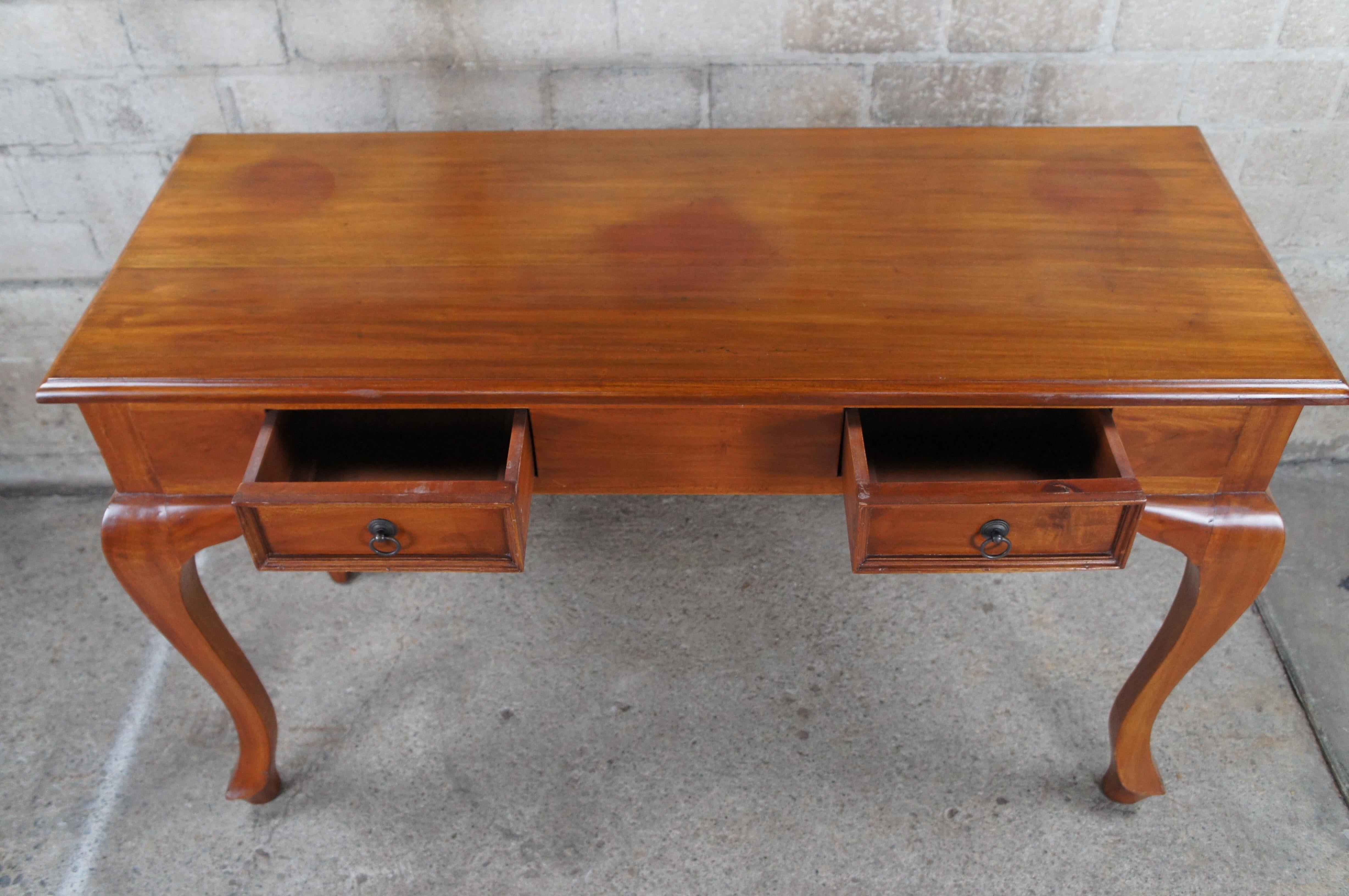 20th Century Solid Mahogany Queen Anne Style Console Table Vanity Makeup Desk For Sale 5