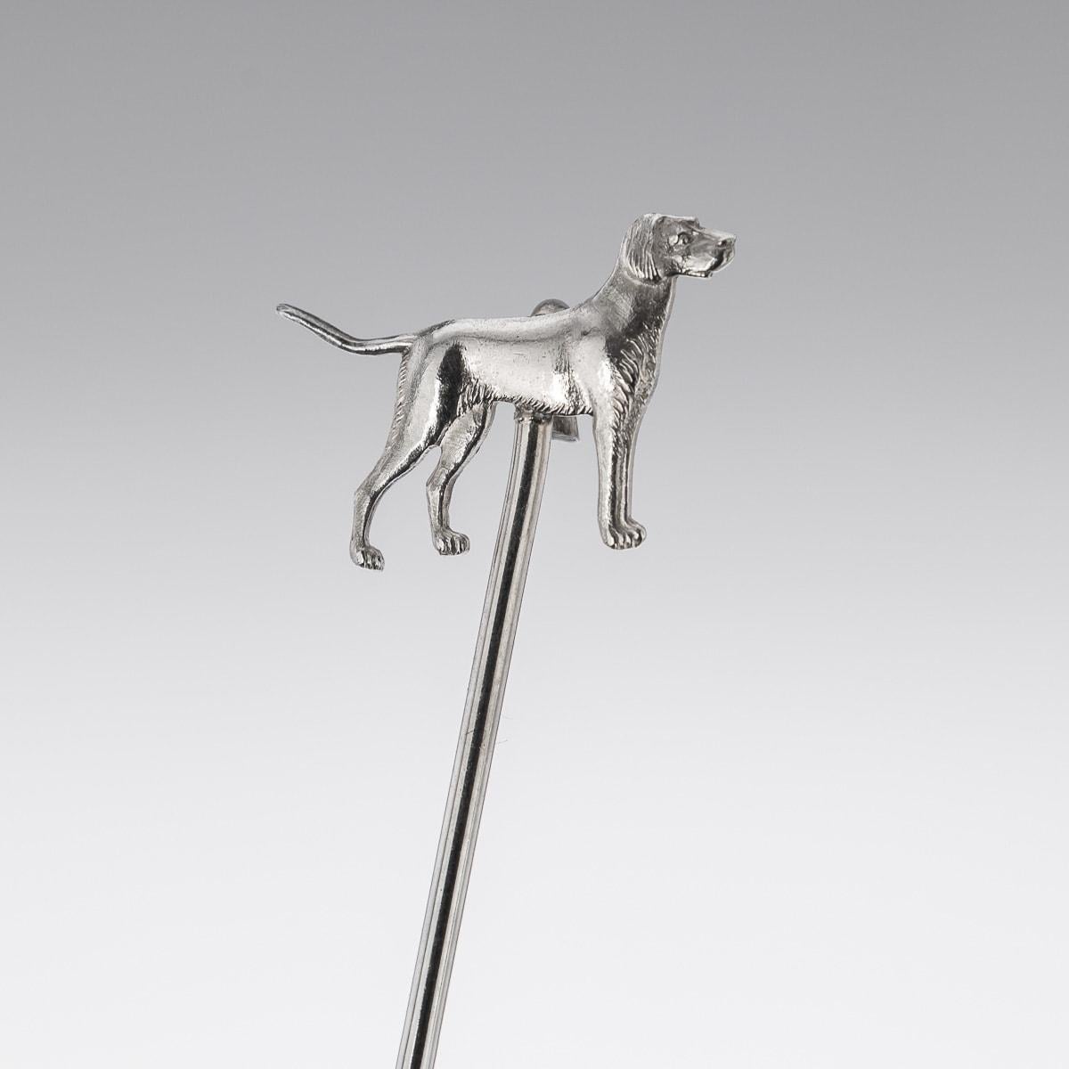 20th Century Solid Silver 6 Cased Cocktail Picks, Dog Breeds, c.1934 In Good Condition For Sale In Royal Tunbridge Wells, Kent
