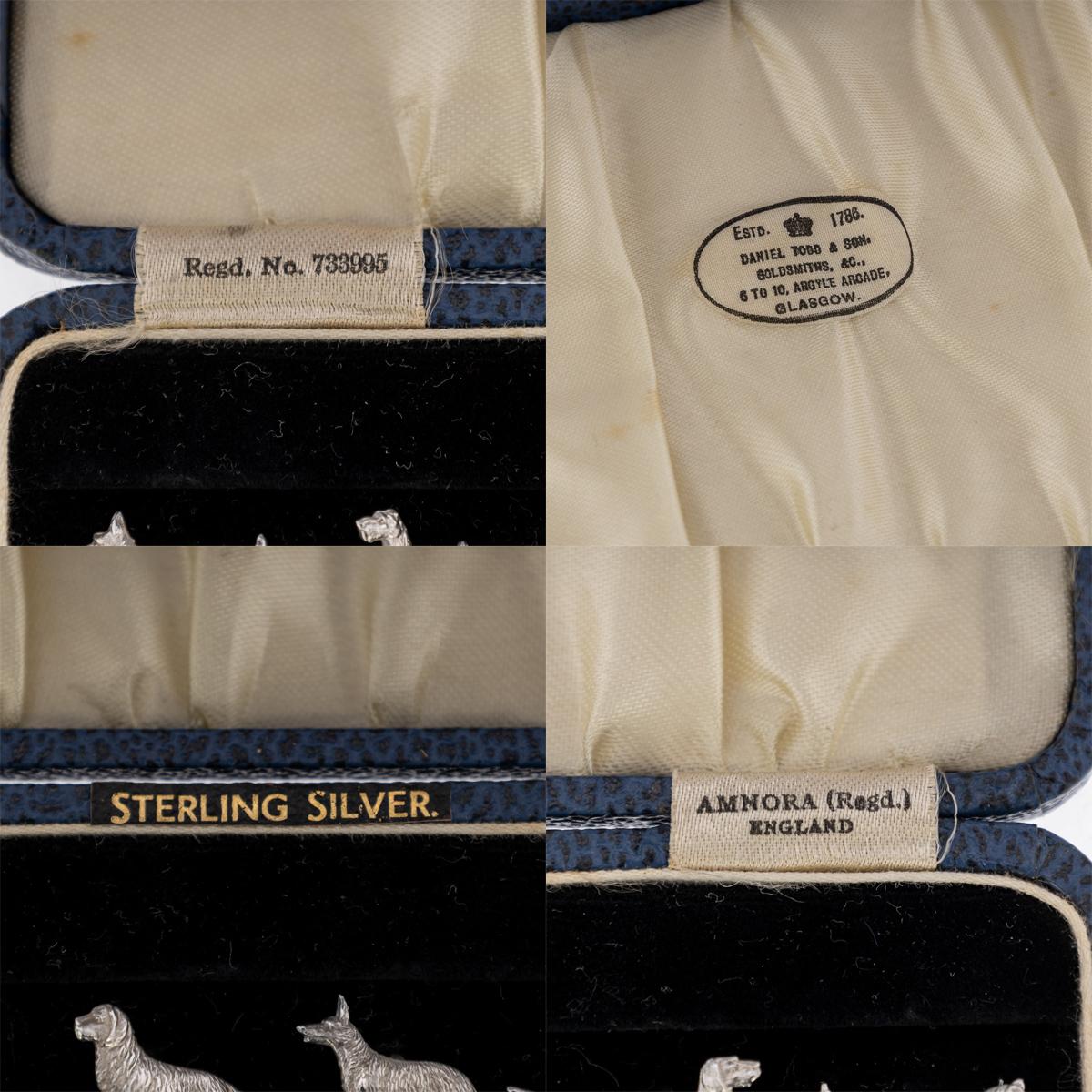 6 Gehäuse-Cocktail Picks aus massivem Silber des 20. Jahrhunderts, Hundebreeds, um 1934 im Angebot 5