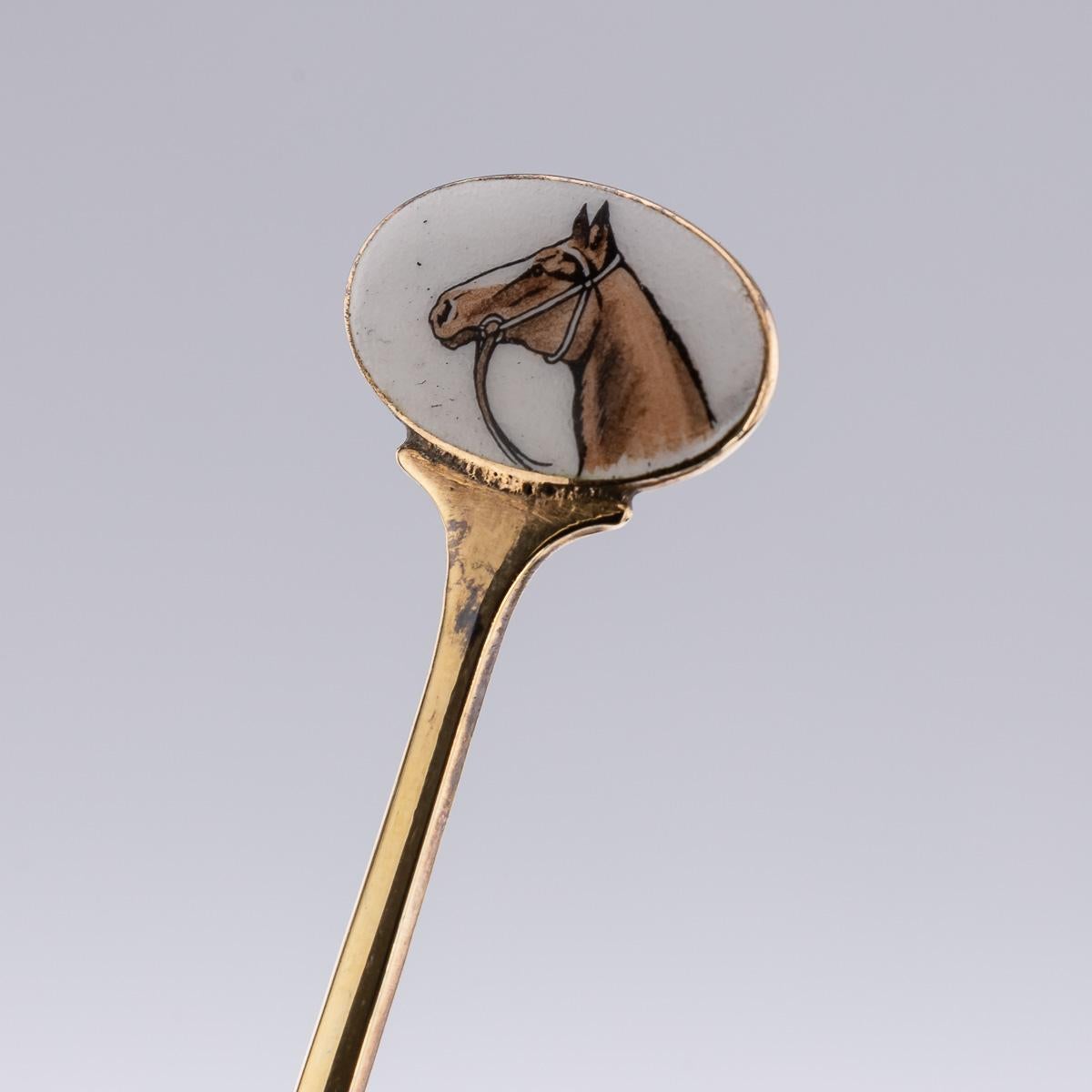 20th Century Solid Silver 6 Cased Cocktail Picks, Horse Racing, c.1960 For Sale 2