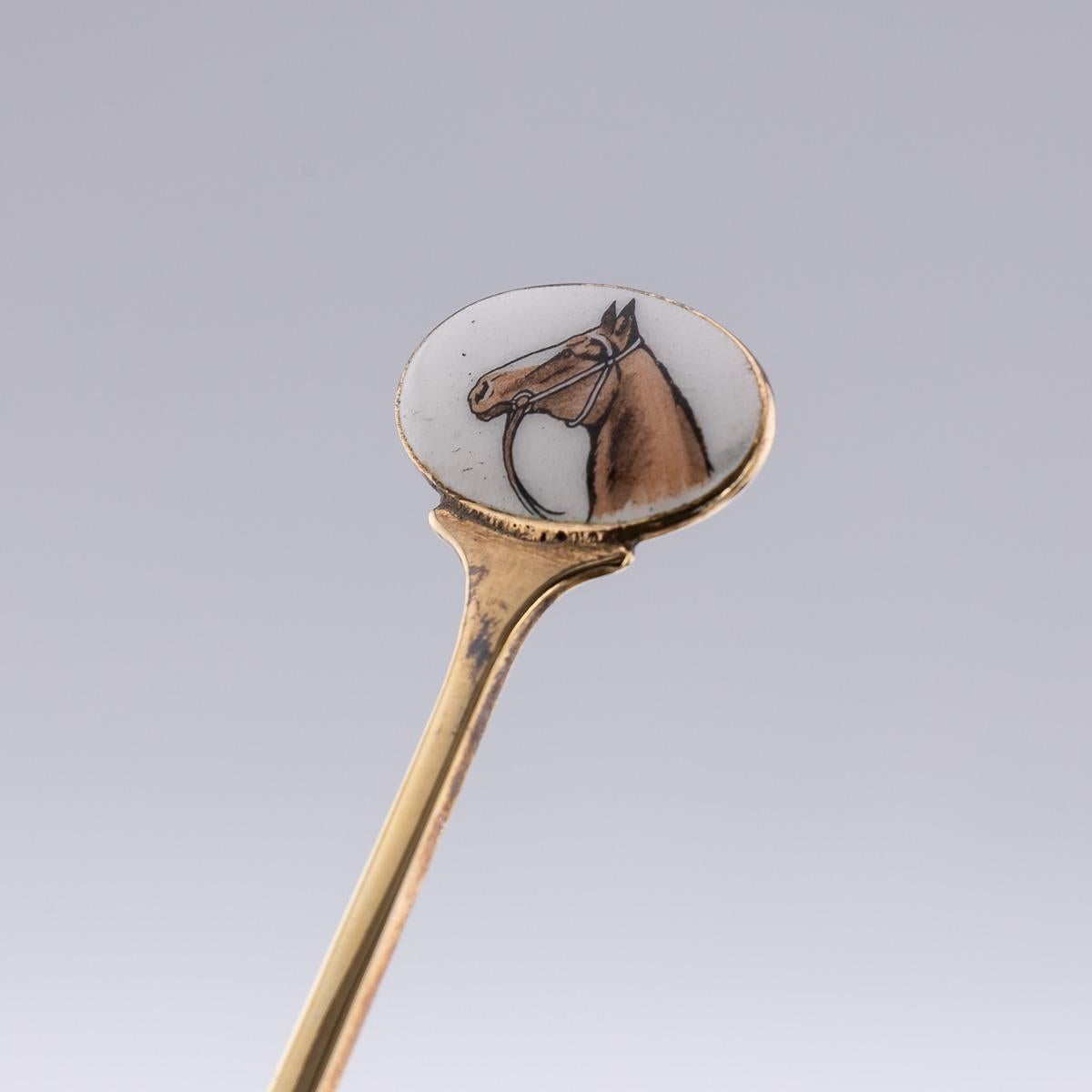 20th Century Solid Silver 6 Cased Cocktail Picks, Horse Racing, c.1960 For Sale 3