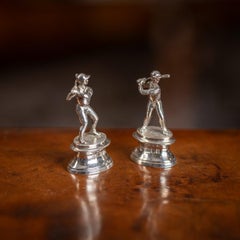 20th Century Solid Silver 'Baseball' Menu Holders, London, c.1995