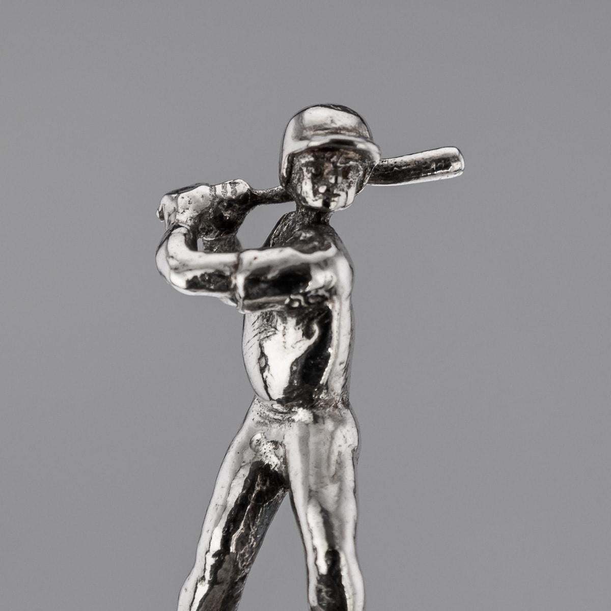 20th Century Solid Silver 'Baseball' Menu Holders, London, c.1995 In Good Condition For Sale In Royal Tunbridge Wells, Kent