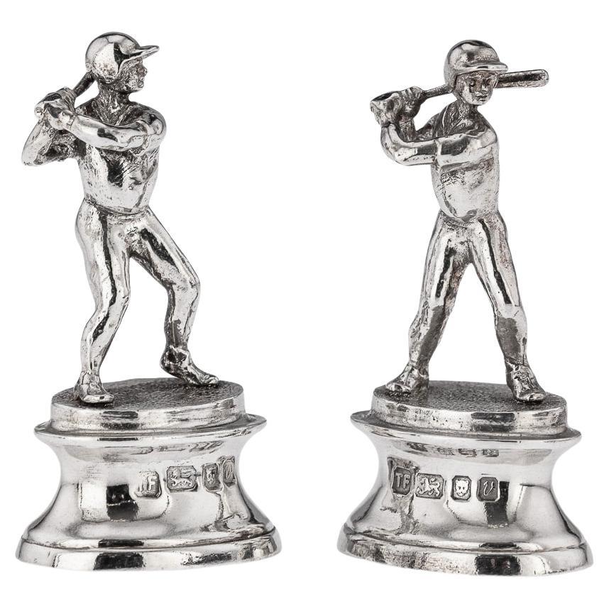 20th Century Solid Silver 'Baseball' Menu Holders, London, c.1995 For Sale