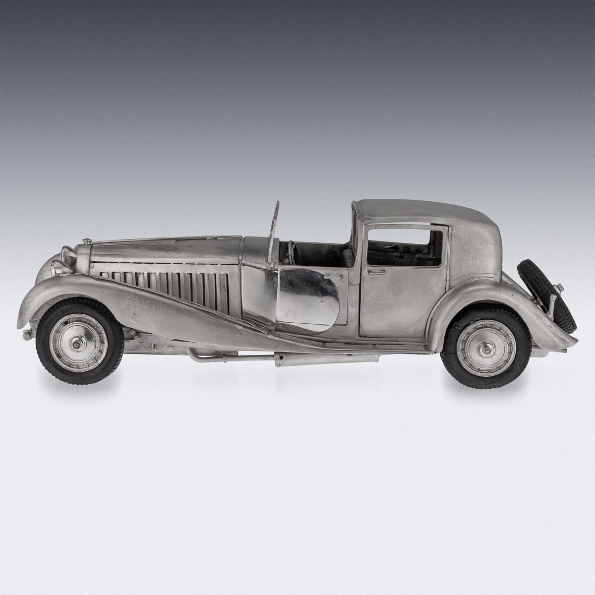 Italian 20th Century Solid Silver Bugatti Royale Type 41 Model Car, L Donati, c.1960 For Sale