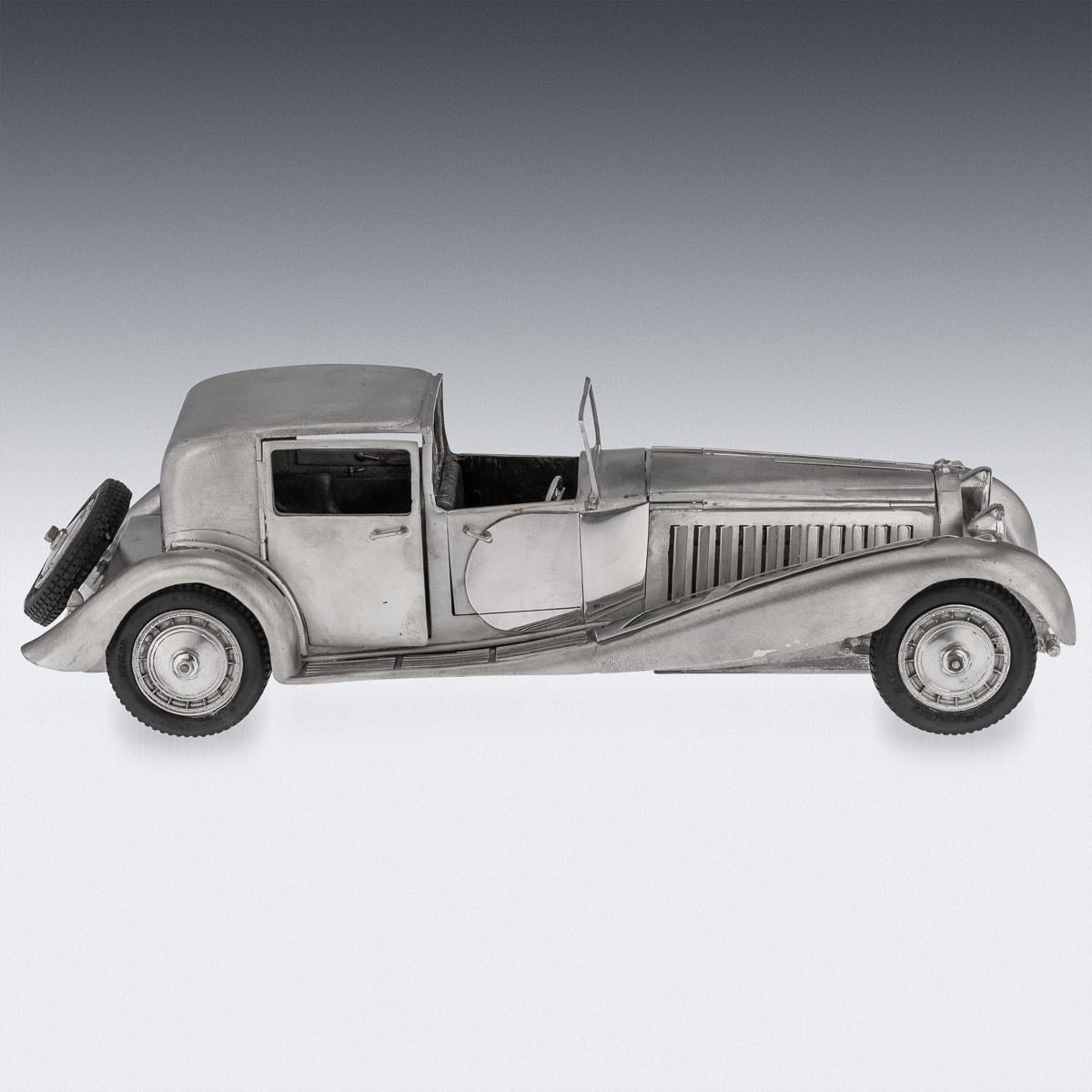 20th Century Solid Silver Bugatti Royale Type 41 Model Car, L Donati, c.1960 For Sale 1