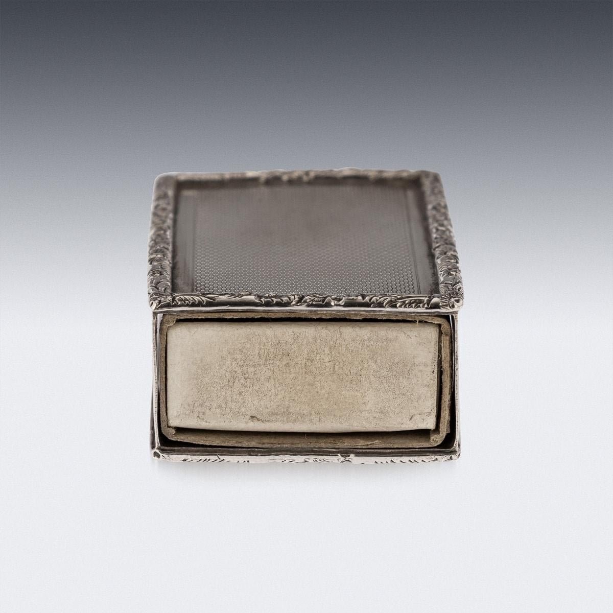 20th Century Solid Silver Cigar Box & Match Box Holder, London, c.1947 For Sale 8