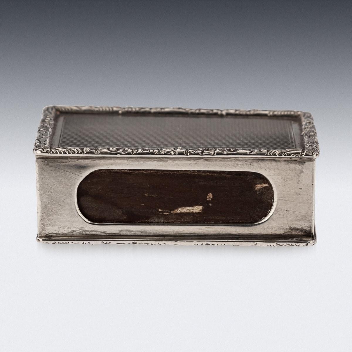 20th Century Solid Silver Cigar Box & Match Box Holder, London, c.1947 For Sale 9