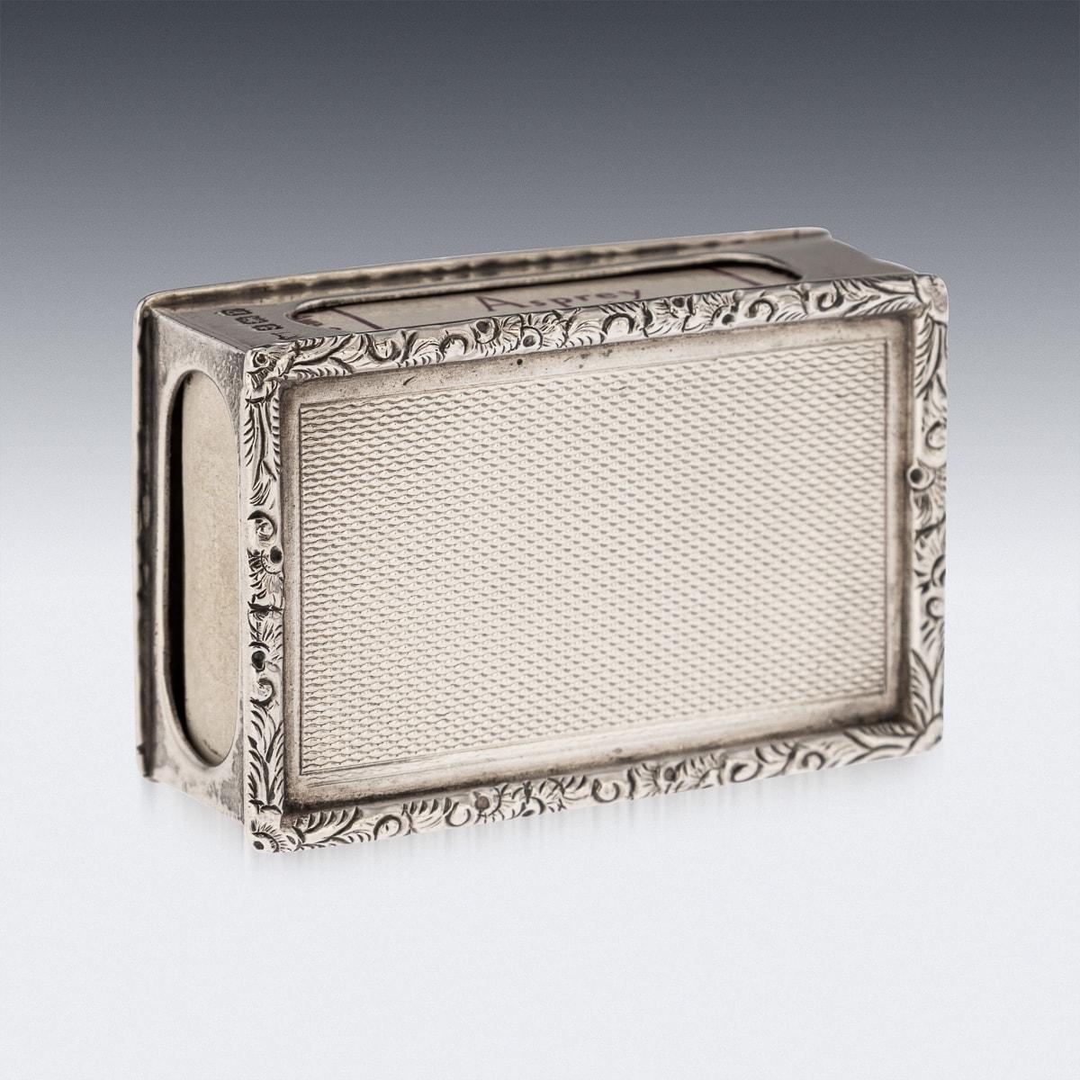 20th Century Solid Silver Cigar Box & Match Box Holder, London, c.1947 11