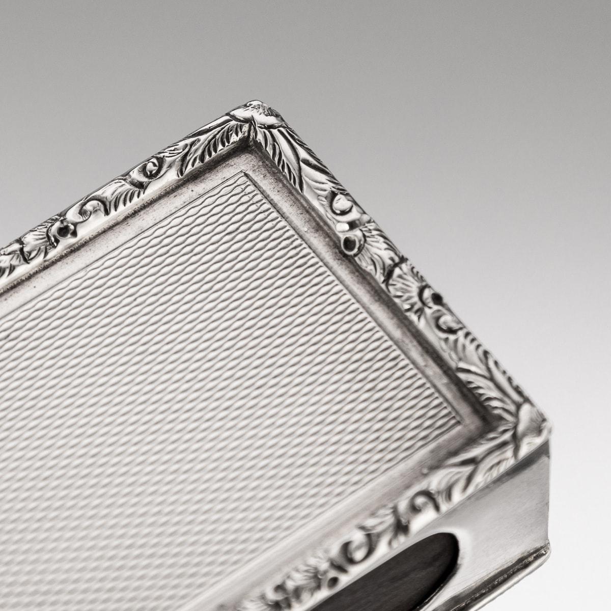 20th Century Solid Silver Cigar Box & Match Box Holder, London, c.1947 For Sale 12