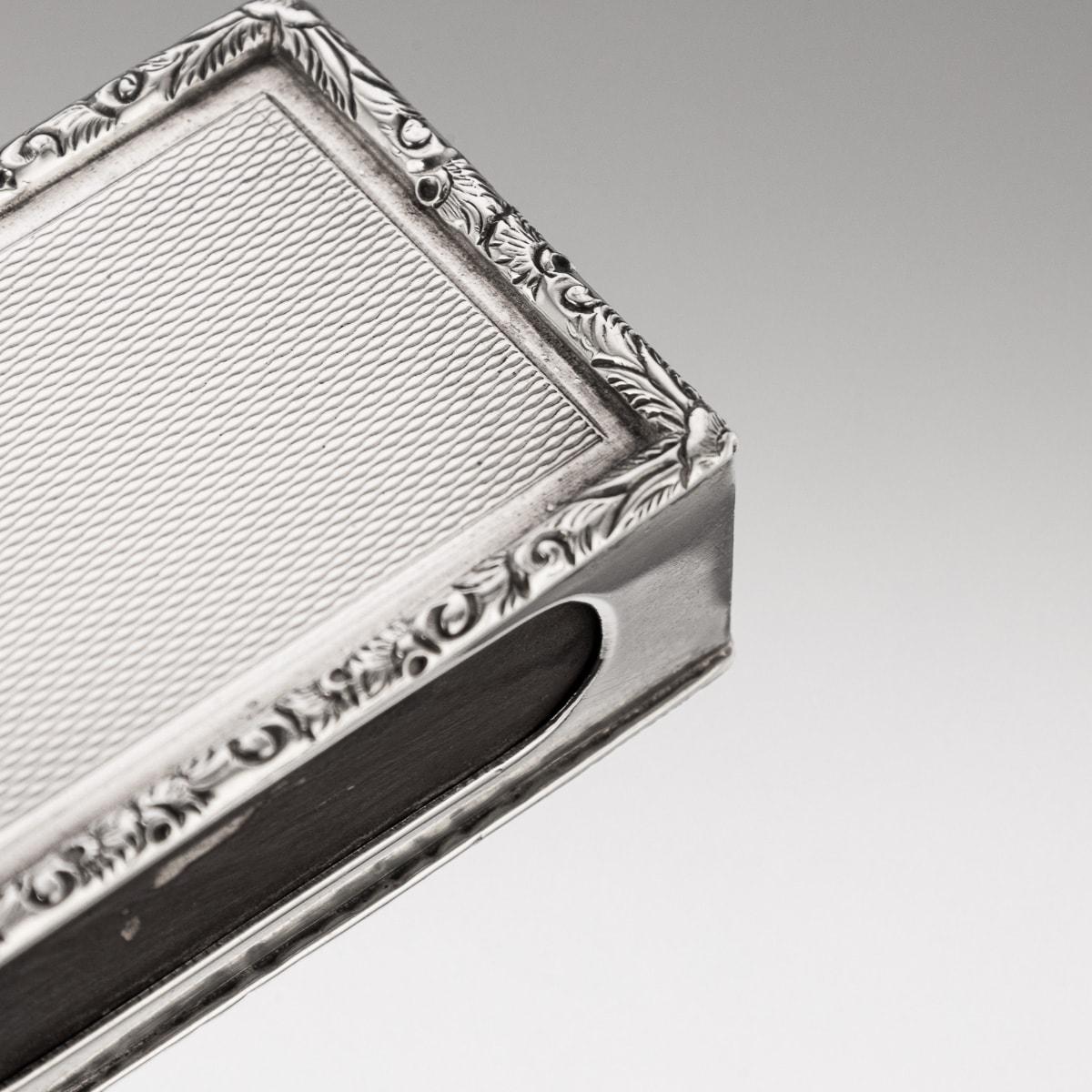 20th Century Solid Silver Cigar Box & Match Box Holder, London, c.1947 For Sale 13