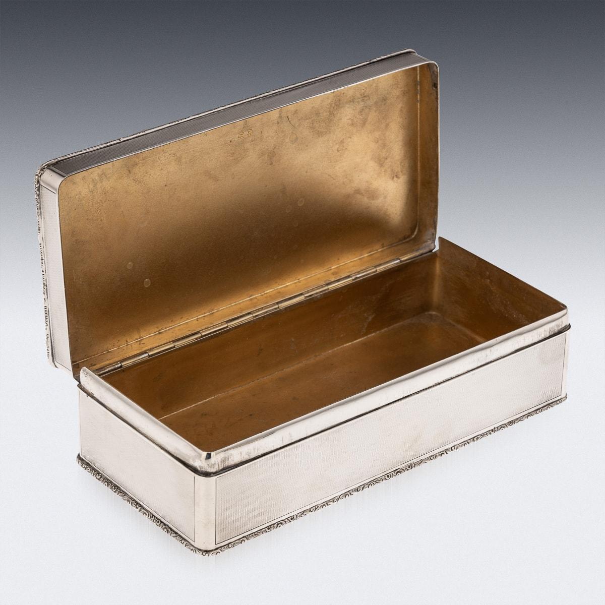 20th Century Solid Silver Cigar Box & Match Box Holder, London, c.1947 For Sale 1