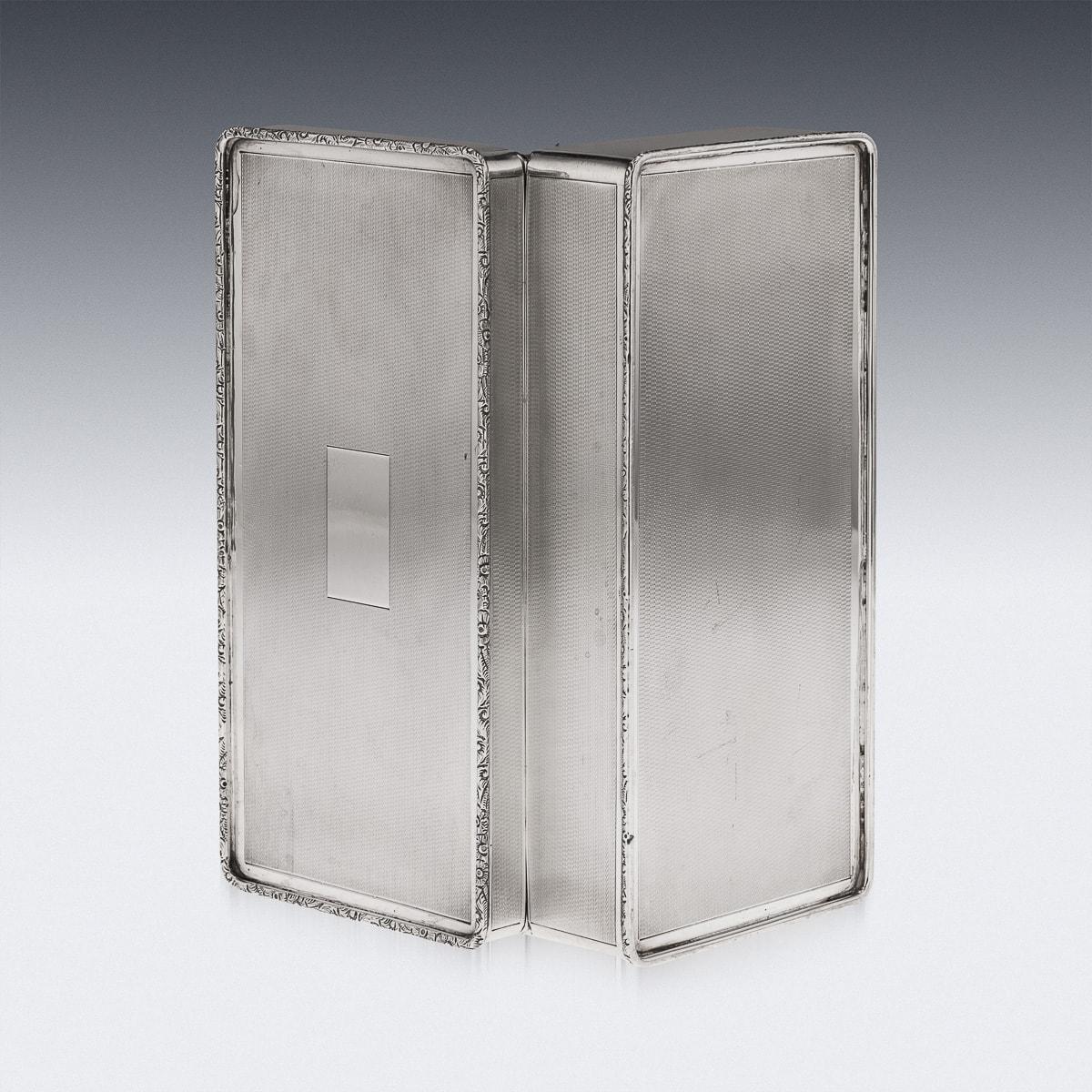 20th Century Solid Silver Cigar Box & Match Box Holder, London, c.1947 For Sale 2