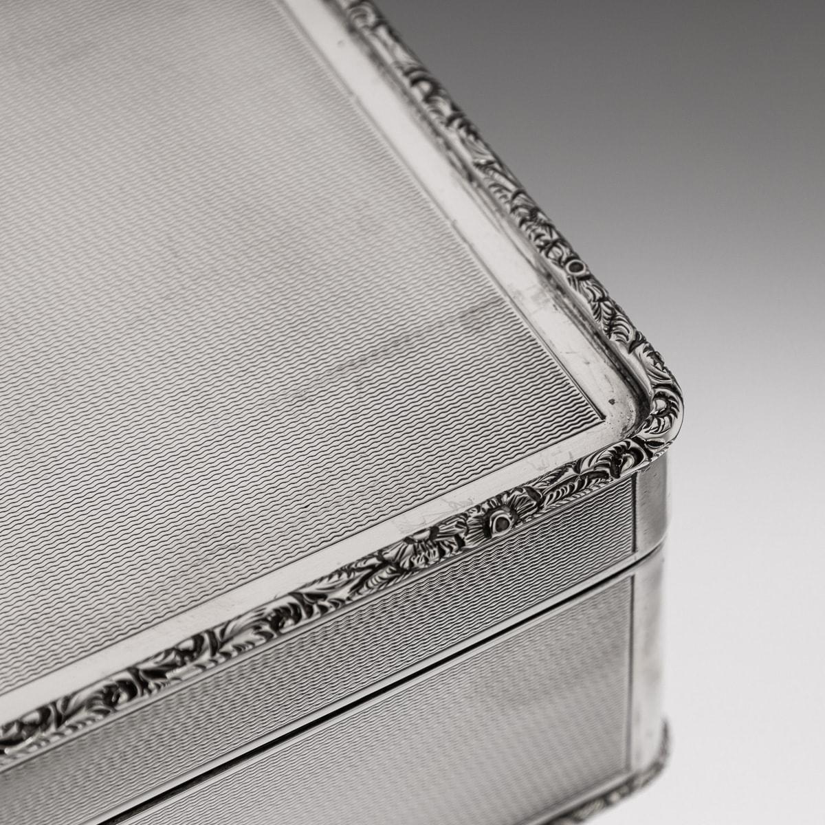 20th Century Solid Silver Cigar Box & Match Box Holder, London, c.1947 For Sale 3