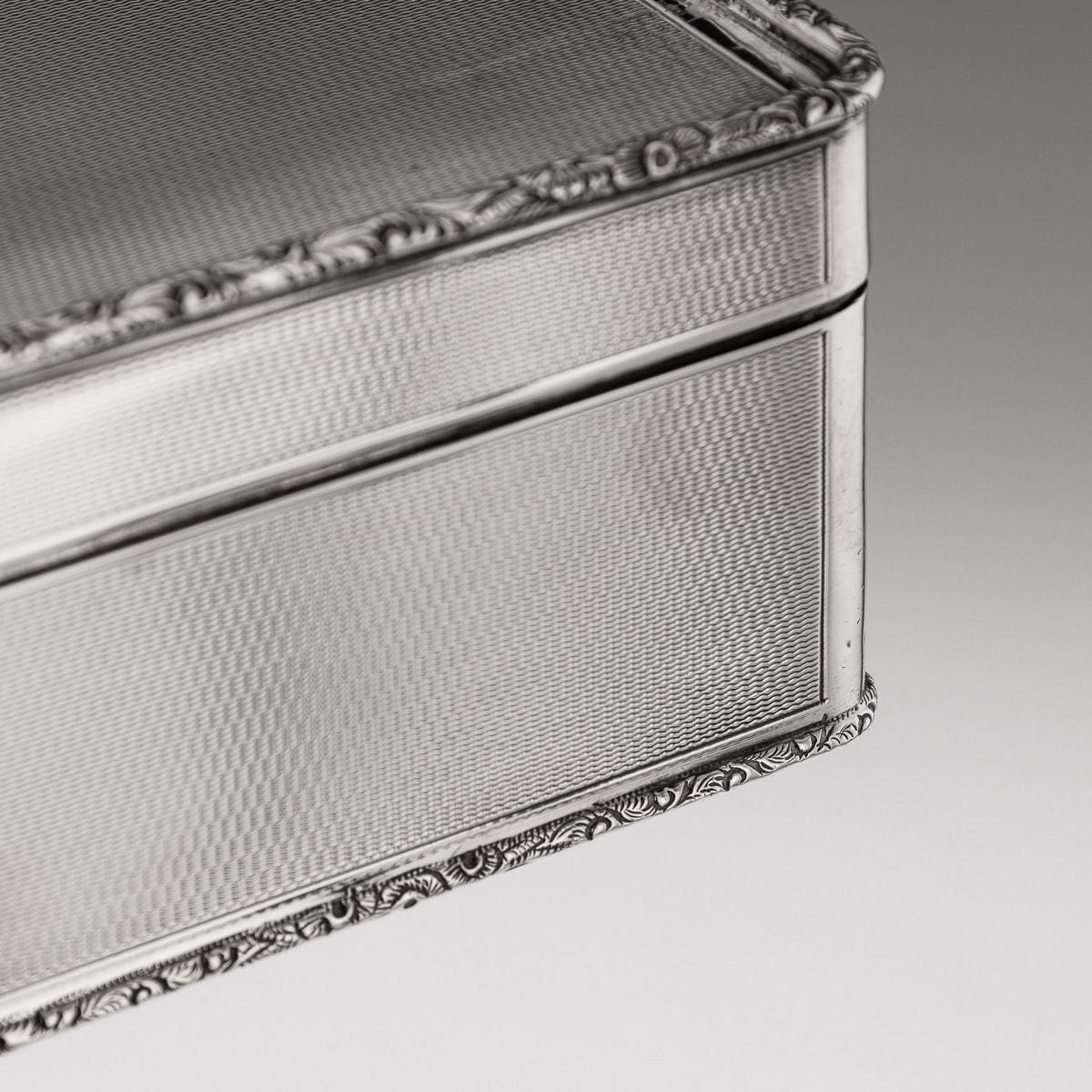 20th Century Solid Silver Cigar Box & Match Box Holder, London, c.1947 For Sale 4