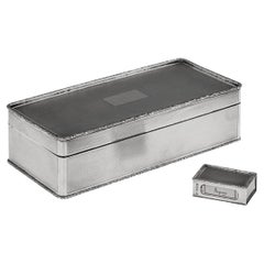 20th Century Solid Silver Cigar Box & Match Box Holder, London, c.1947