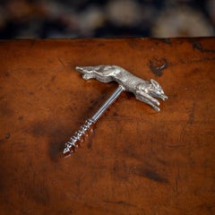 20th Century Solid Silver Corkscrew In The Shape Of A Fox, England, c.1976