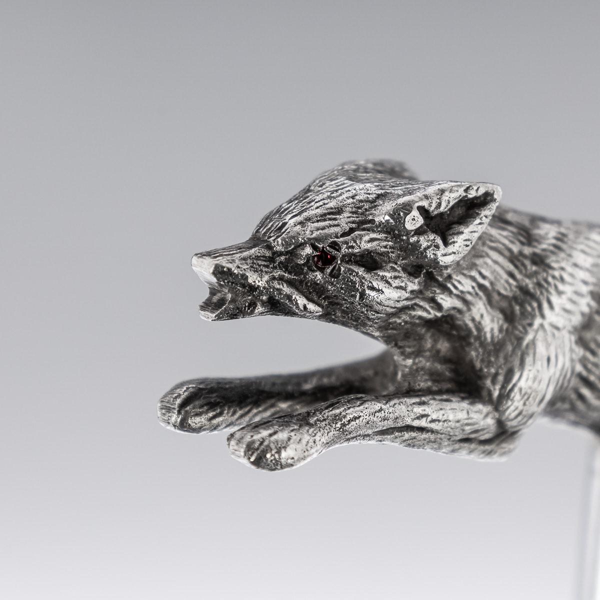 British 20th Century Solid Silver Corkscrew In The Shape Of A Fox, England, c.1976 For Sale