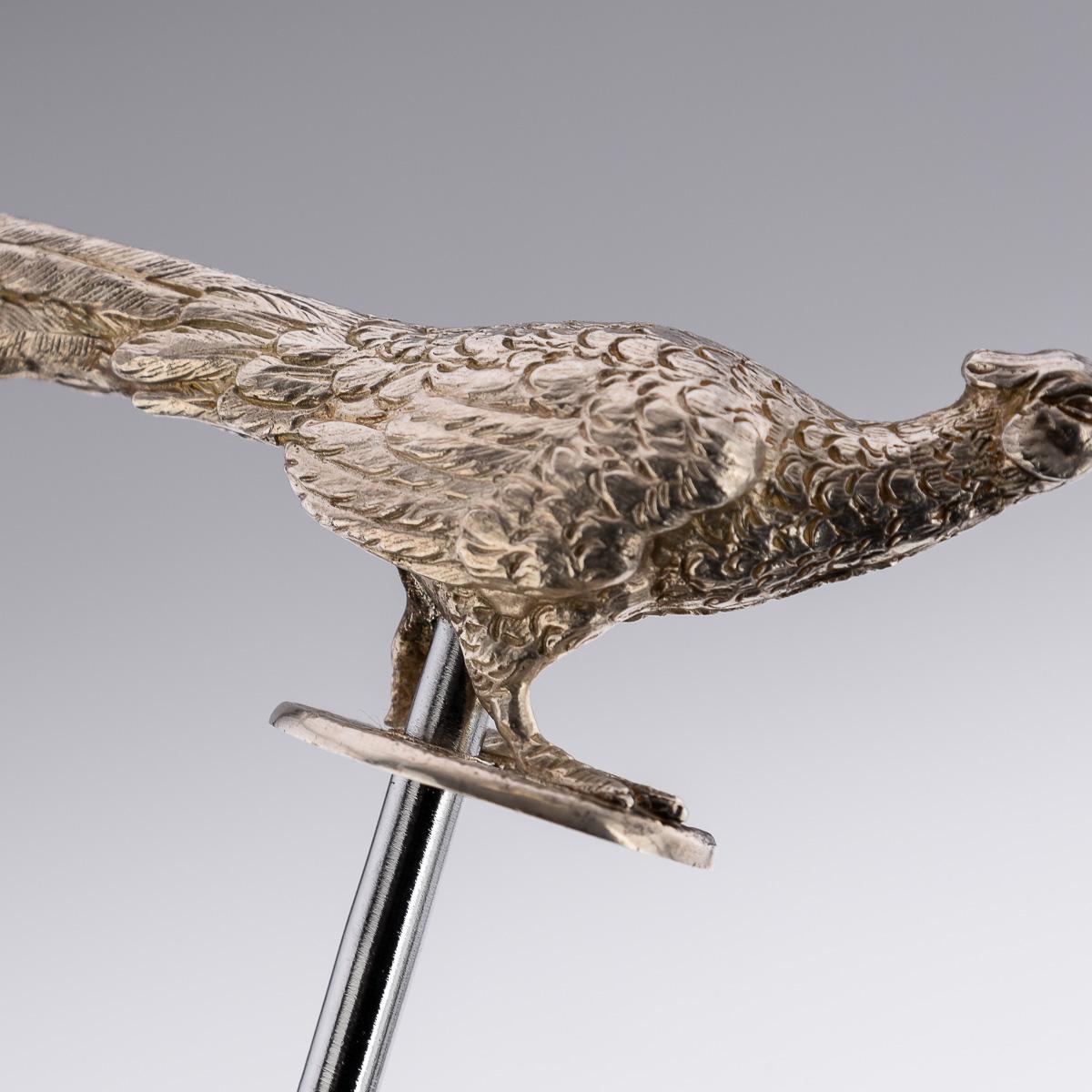 20th Century Solid Silver Corkscrew In The Shape Of A Pheasant, England, c.1991 For Sale 7