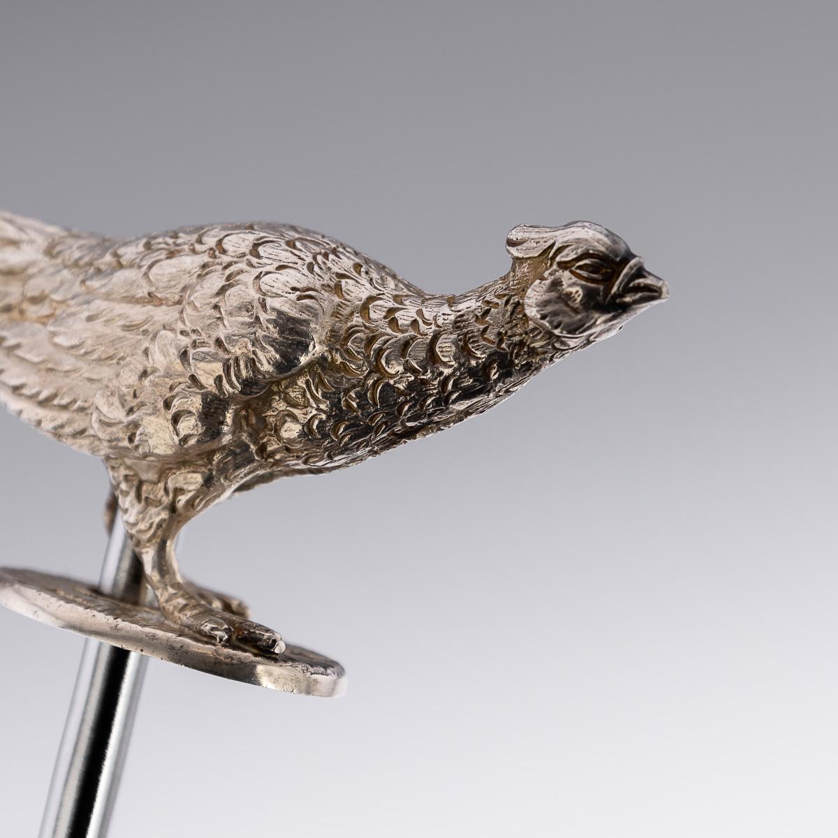 20th Century Solid Silver Corkscrew In The Shape Of A Pheasant, England, c.1991 For Sale 8