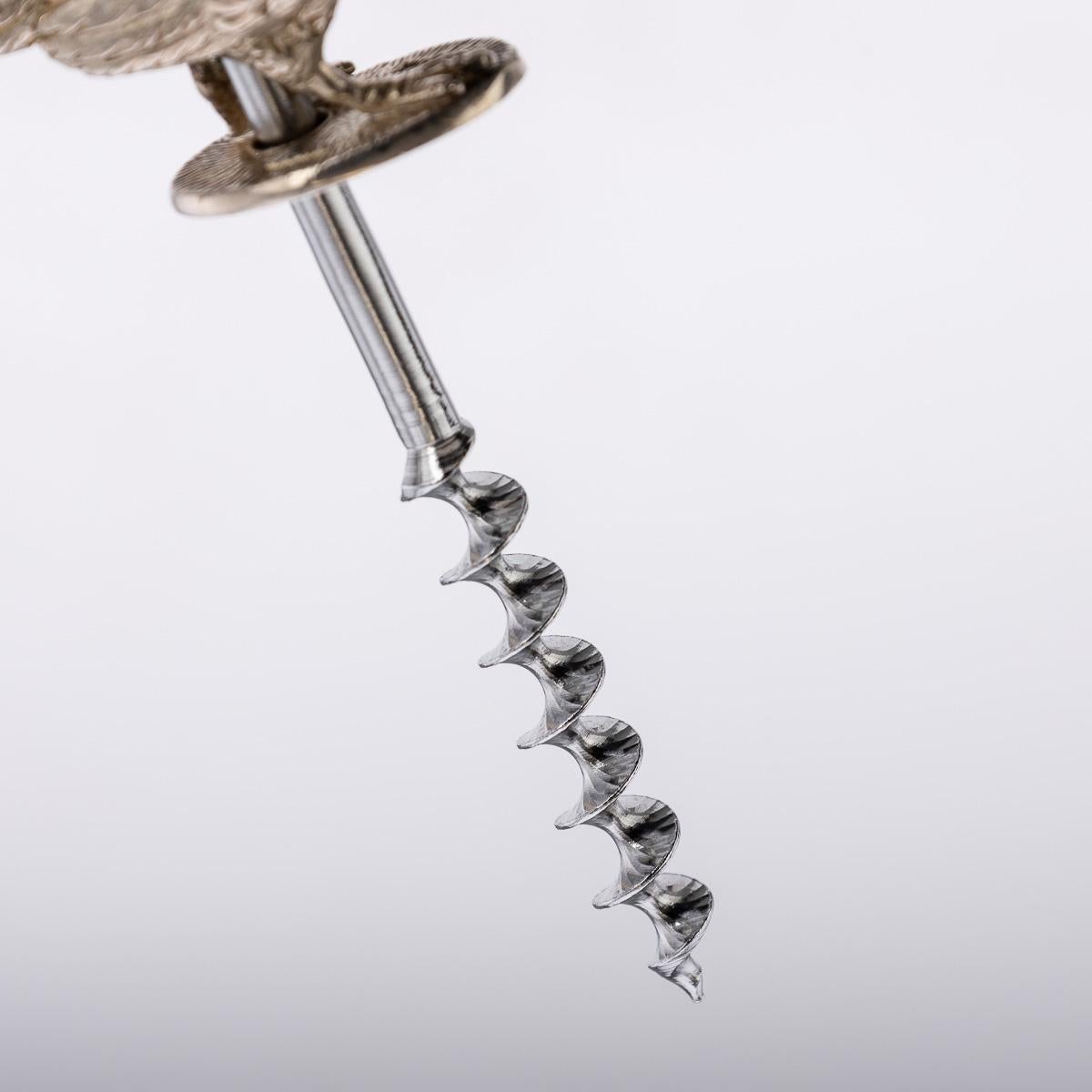 20th Century Solid Silver Corkscrew In The Shape Of A Pheasant, England, c.1991 For Sale 9