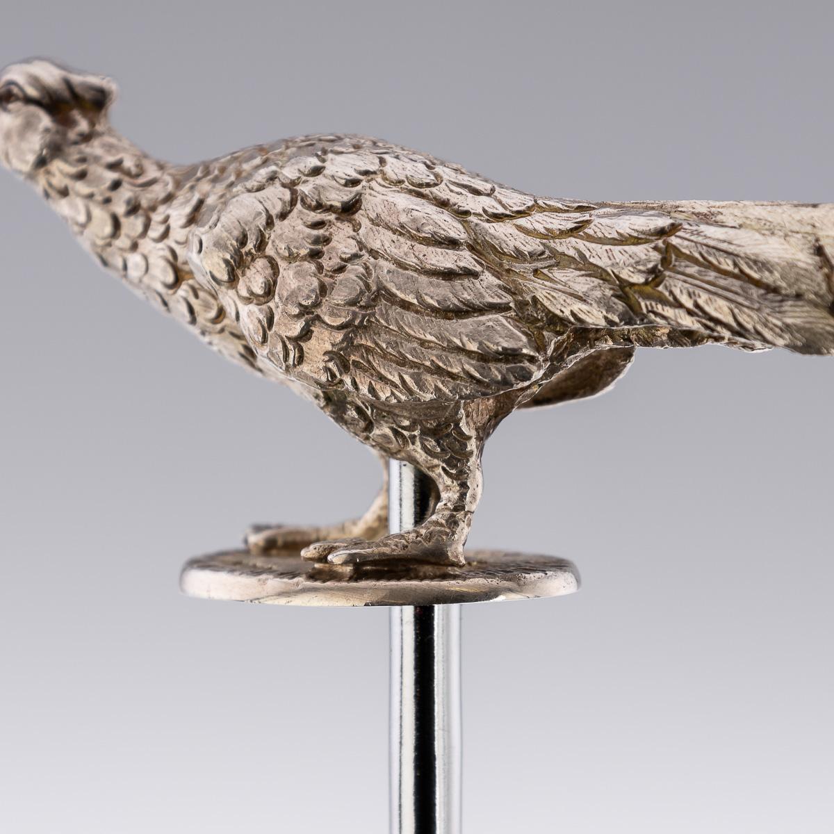 20th Century Solid Silver Corkscrew In The Shape Of A Pheasant, England, c.1991 For Sale 3