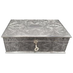 20th Century Solid Silver Engraved Jewelry Box