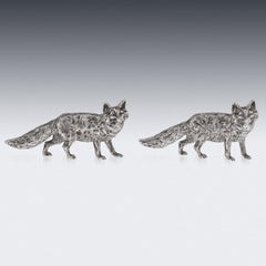 20th Century Solid Silver Fox Salt & Pepper, London, c.1971