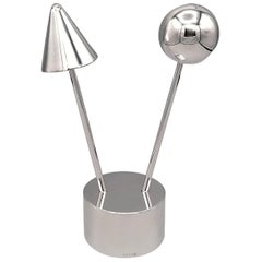 20th Century Solid Silver Geometry Line Salt and Pepper Set